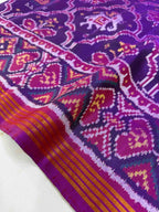 Magenta Color Motifs Design Handwoven Patola Silk Saree