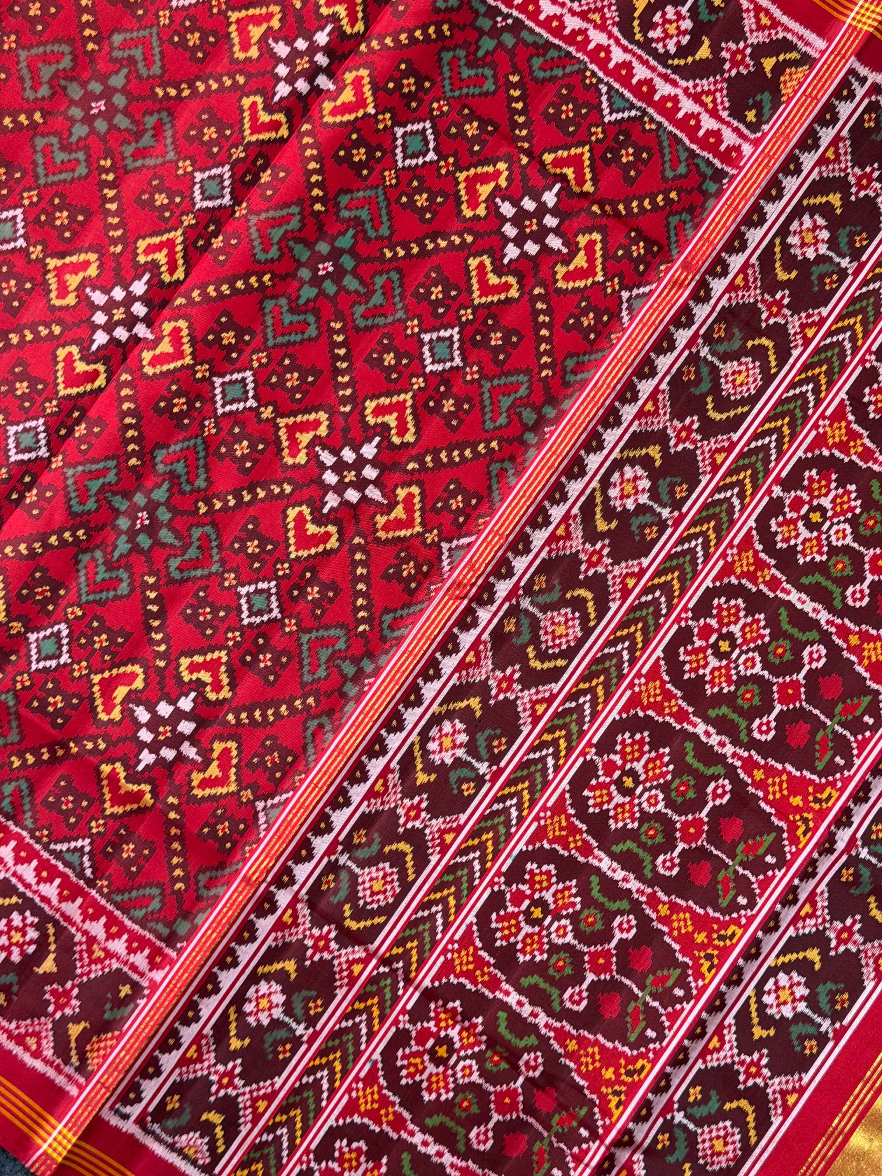 Red Color Traditional Design Handwoven Patola Silk Saree