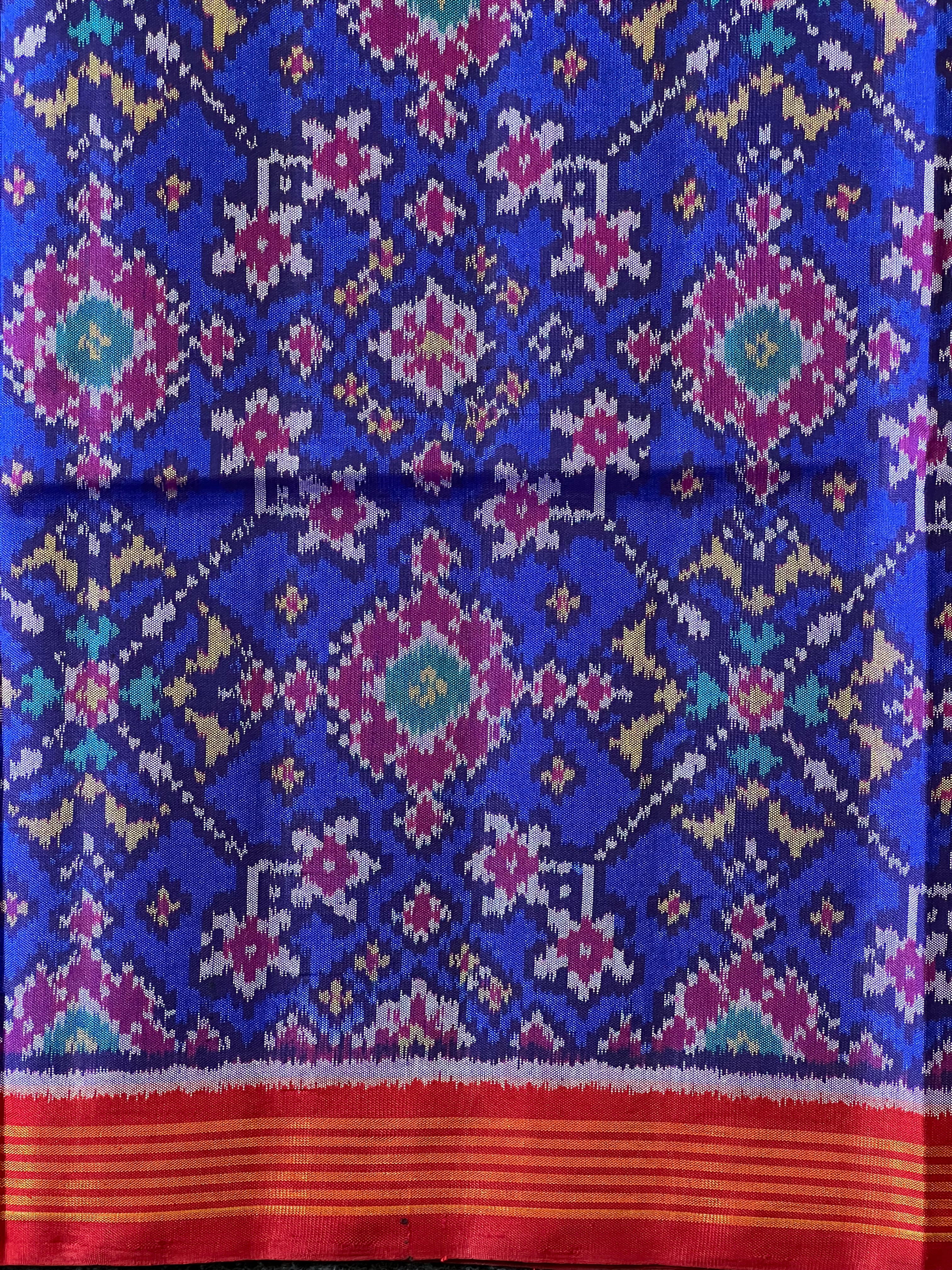 Blue Navratna Traditional Design Handwoven Patola Silk Saree