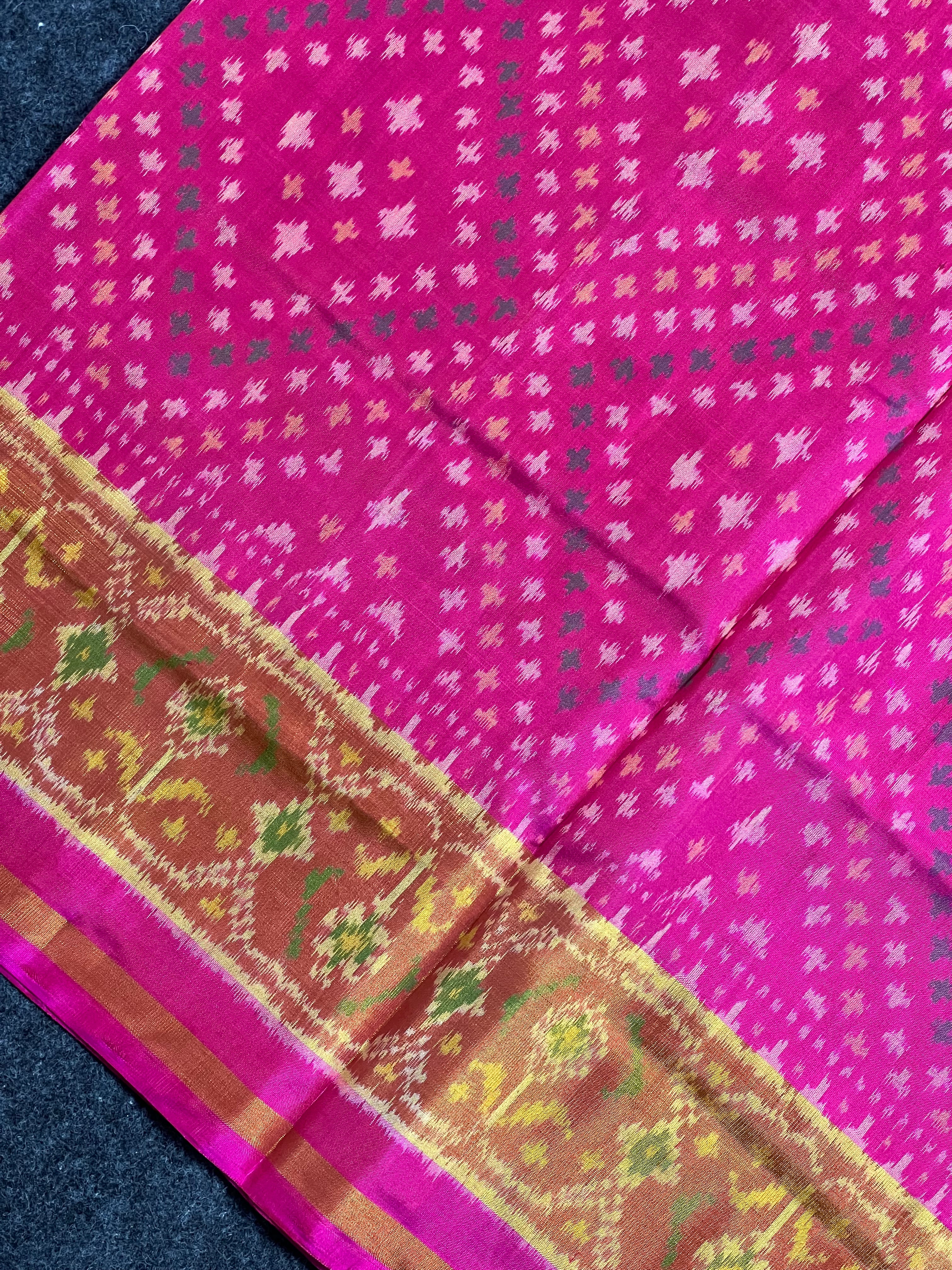 Pink Bandhni Design Handwoven Patola Silk Saree