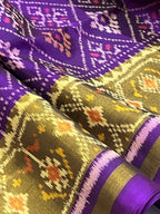 Dark Purple Pan-Chanda Traditional Design Handwoven Patola Silk Saree