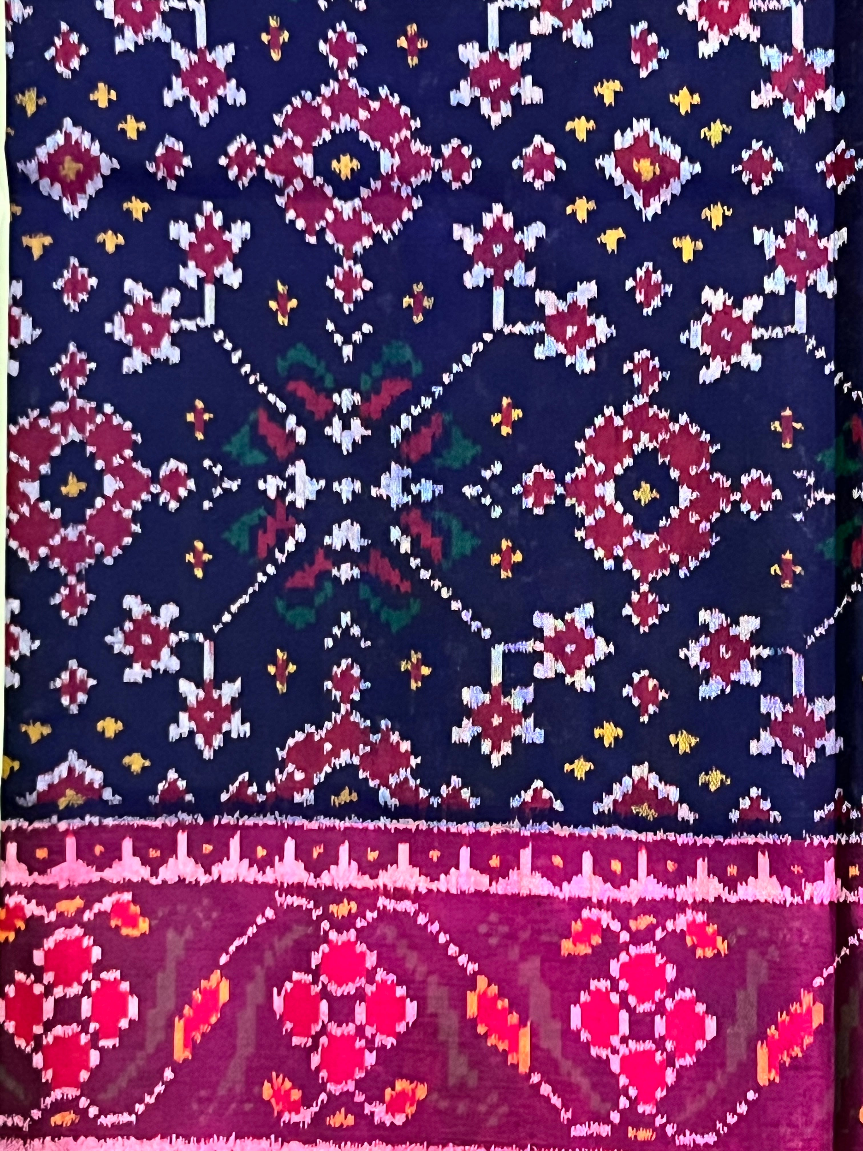 Navratna Traditional Design Handwoven Patola Silk Saree