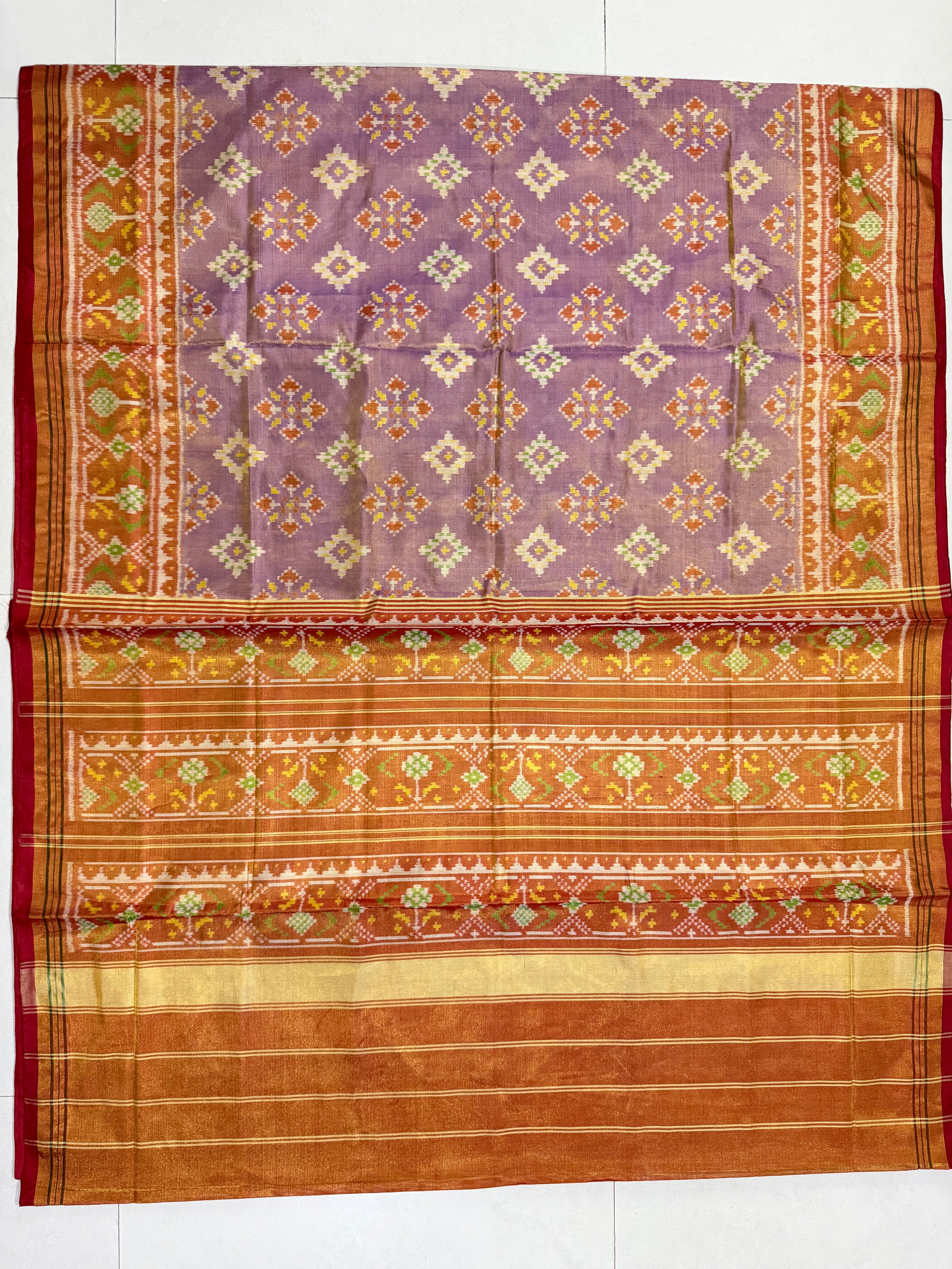 Pastel Purple Panchanda Tissue Double Zari Patola Saree