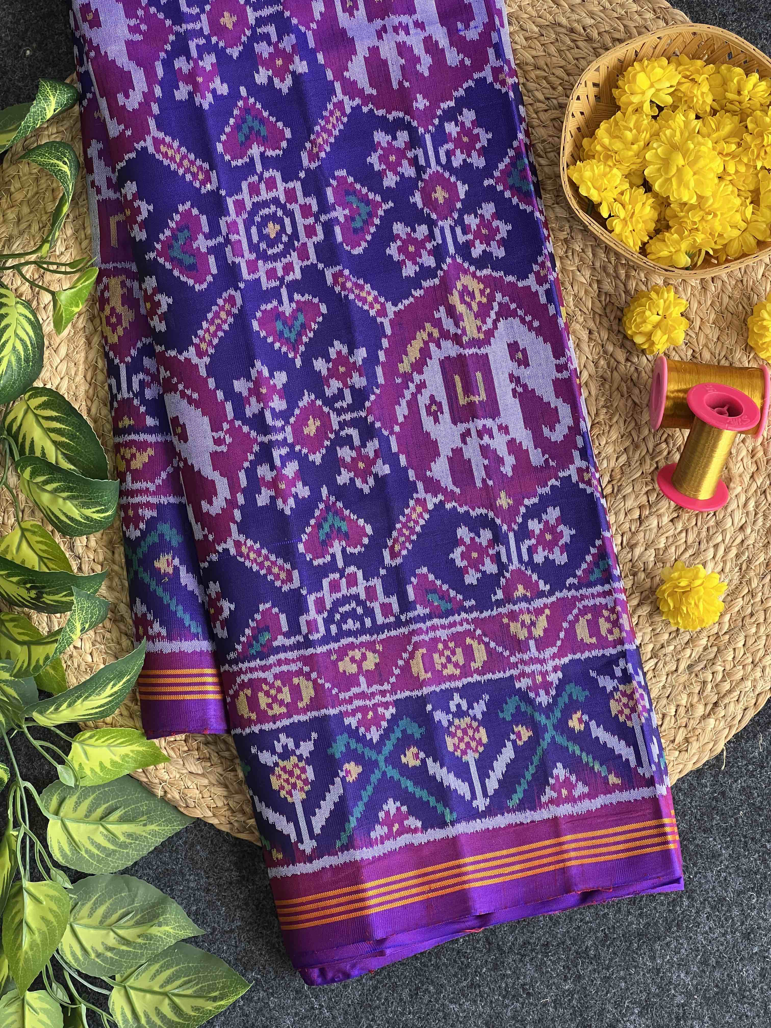 Blue Fusion Design Handwoven Patola Silk Saree Main image