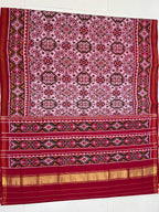 White Navratna Traditional Design Handwoven Patola Silk Saree