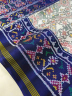 White Navratna Traditional Design Handwoven Patola Silk Saree