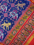 Cheetah and Elephant Handwoven Patola Silk Saree
