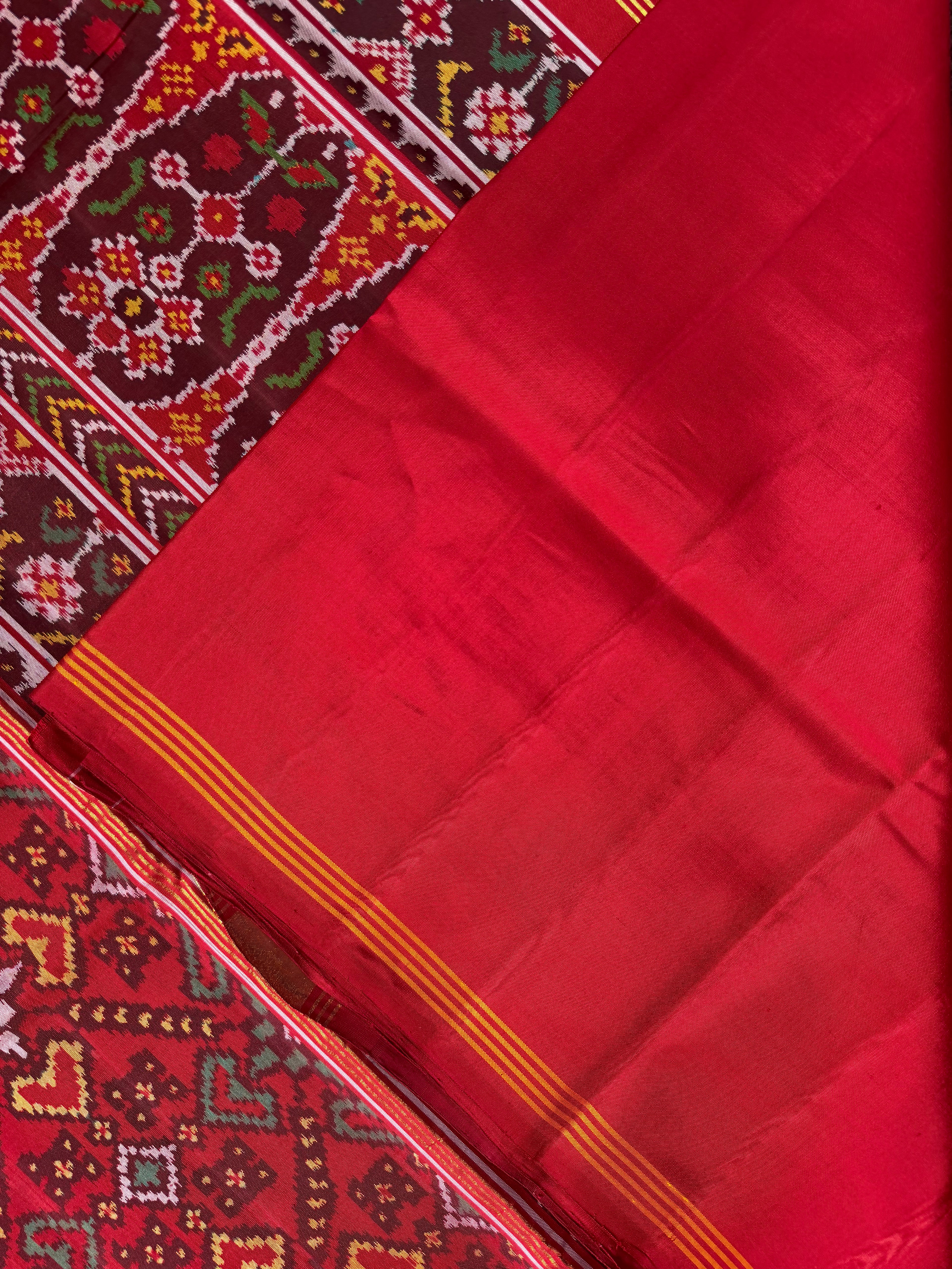 Red Color Traditional Design Handwoven Patola Silk Saree