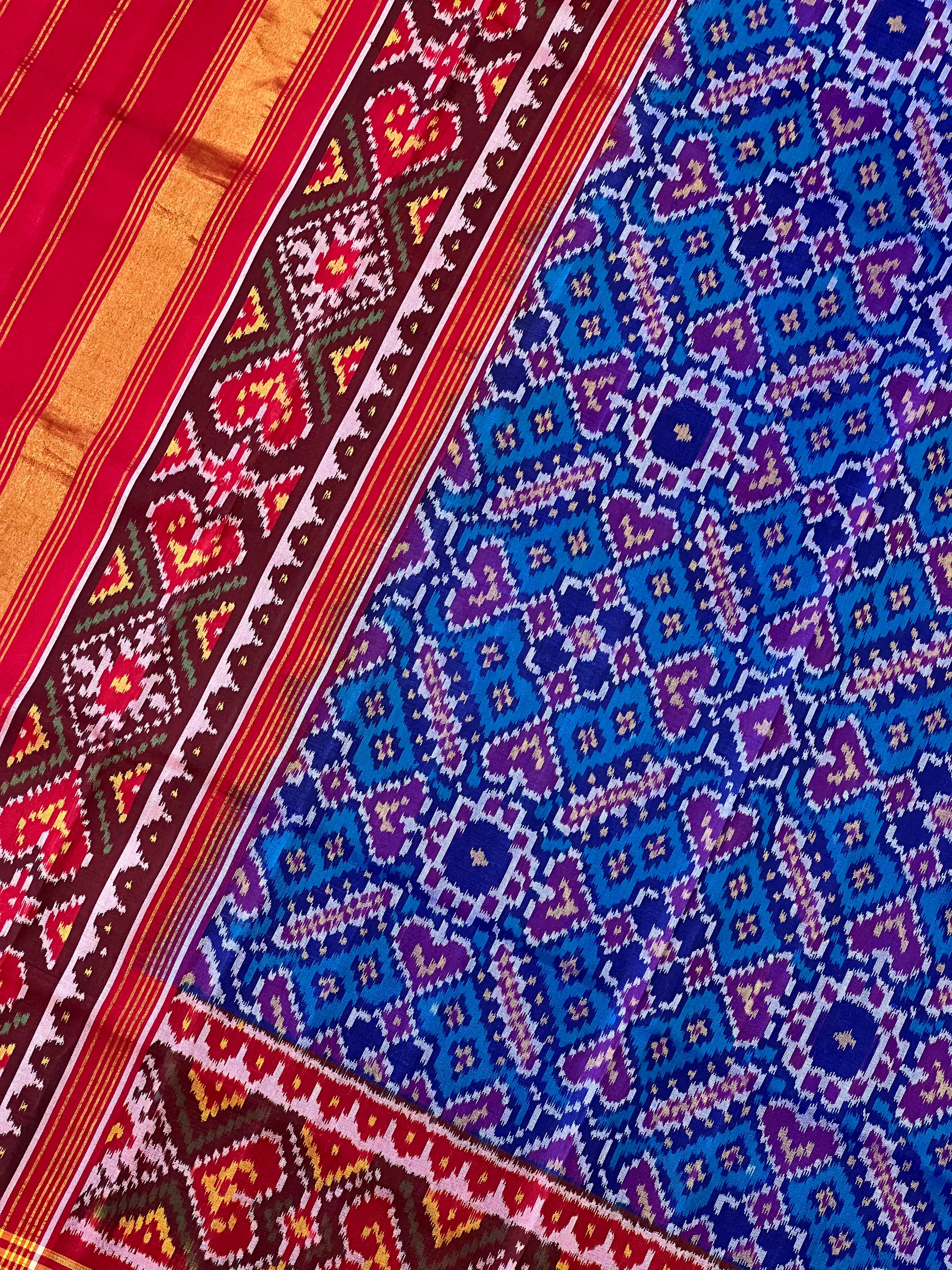 Blue Manekchowk Traditional Design Handwoven Patola Dupatta