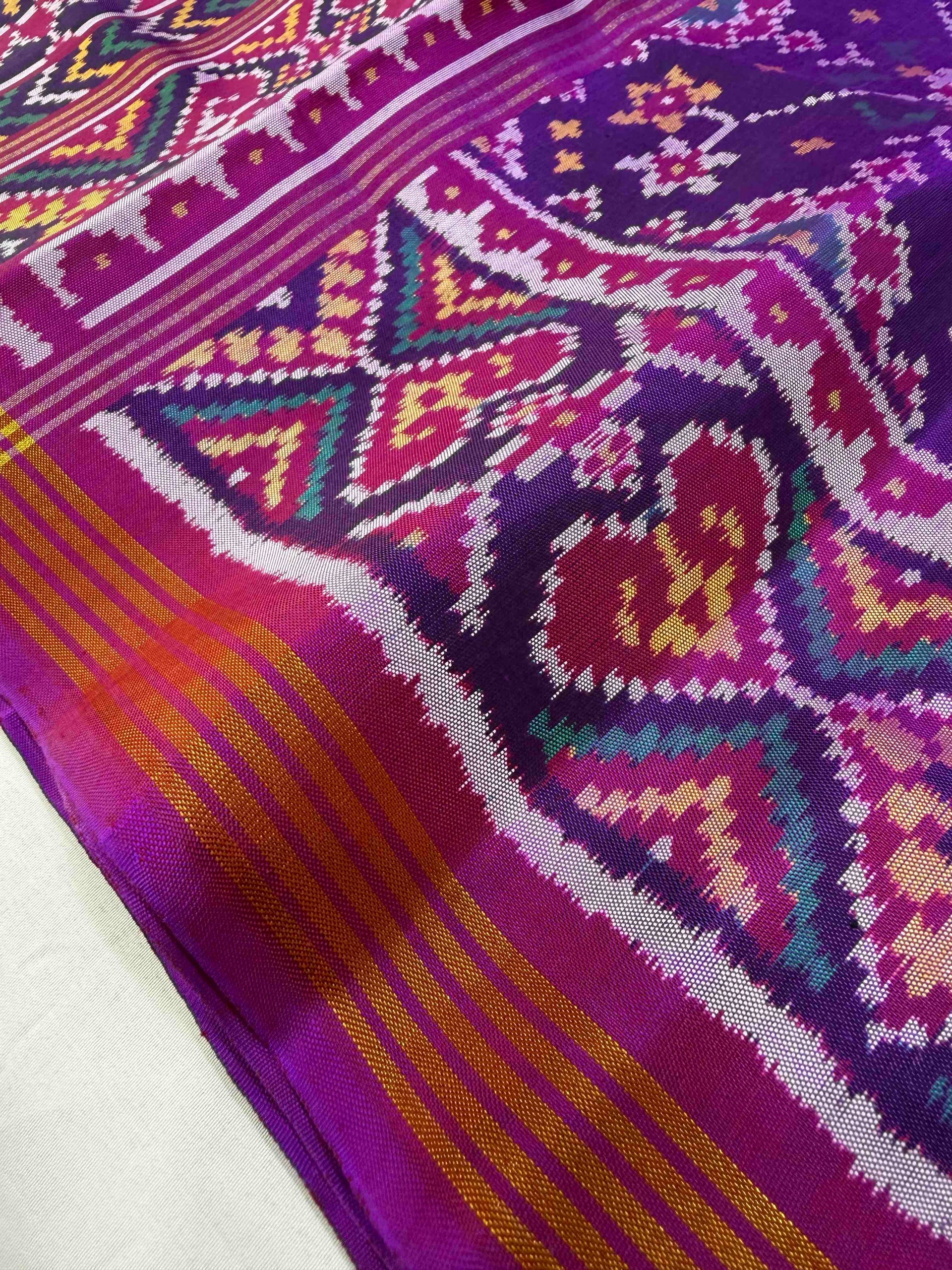 Navratna Traditional Design Handwoven Patola Silk Saree