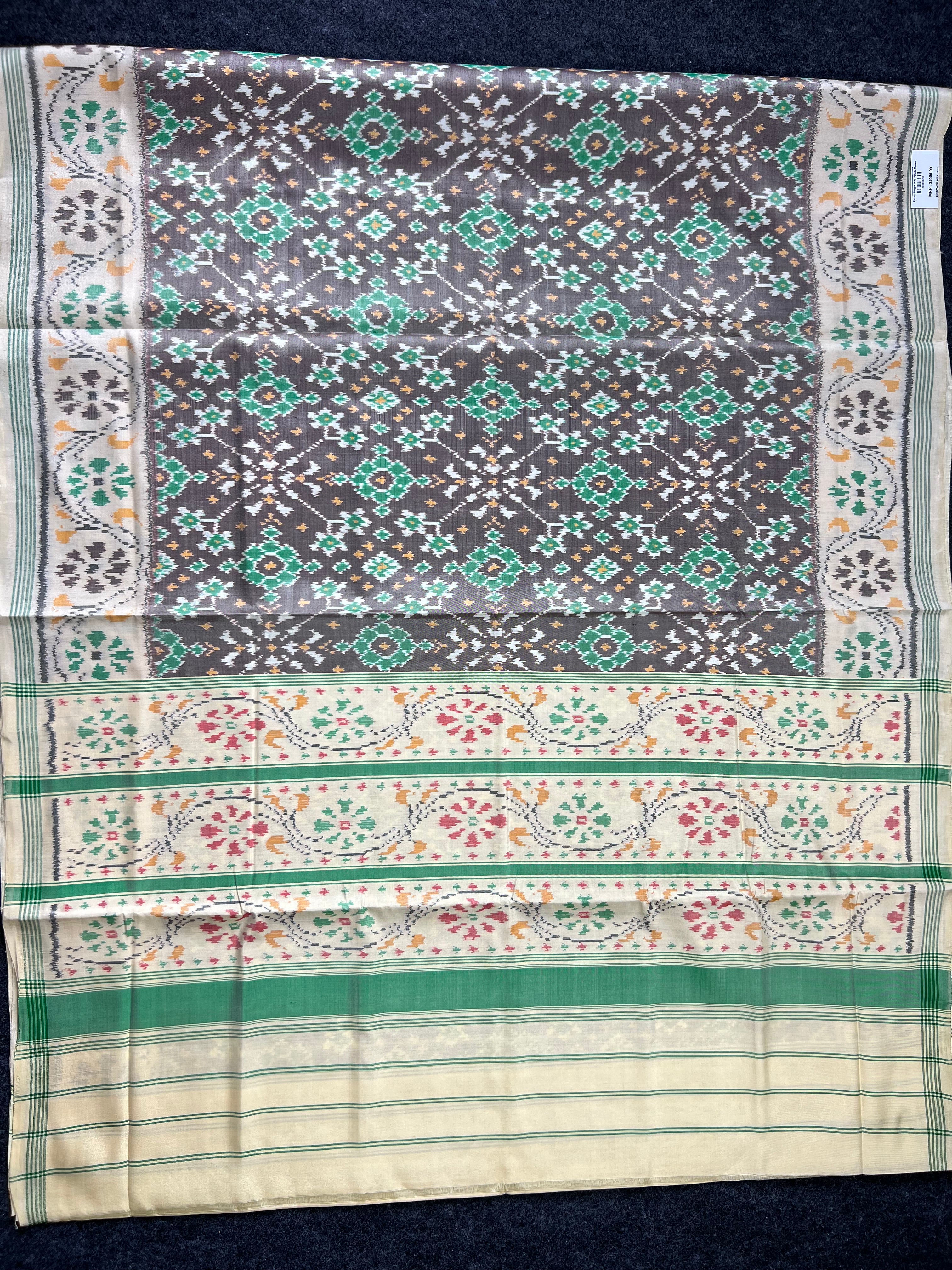 Navratna Traditional Design Handwoven Patola Silk Saree Secondary image