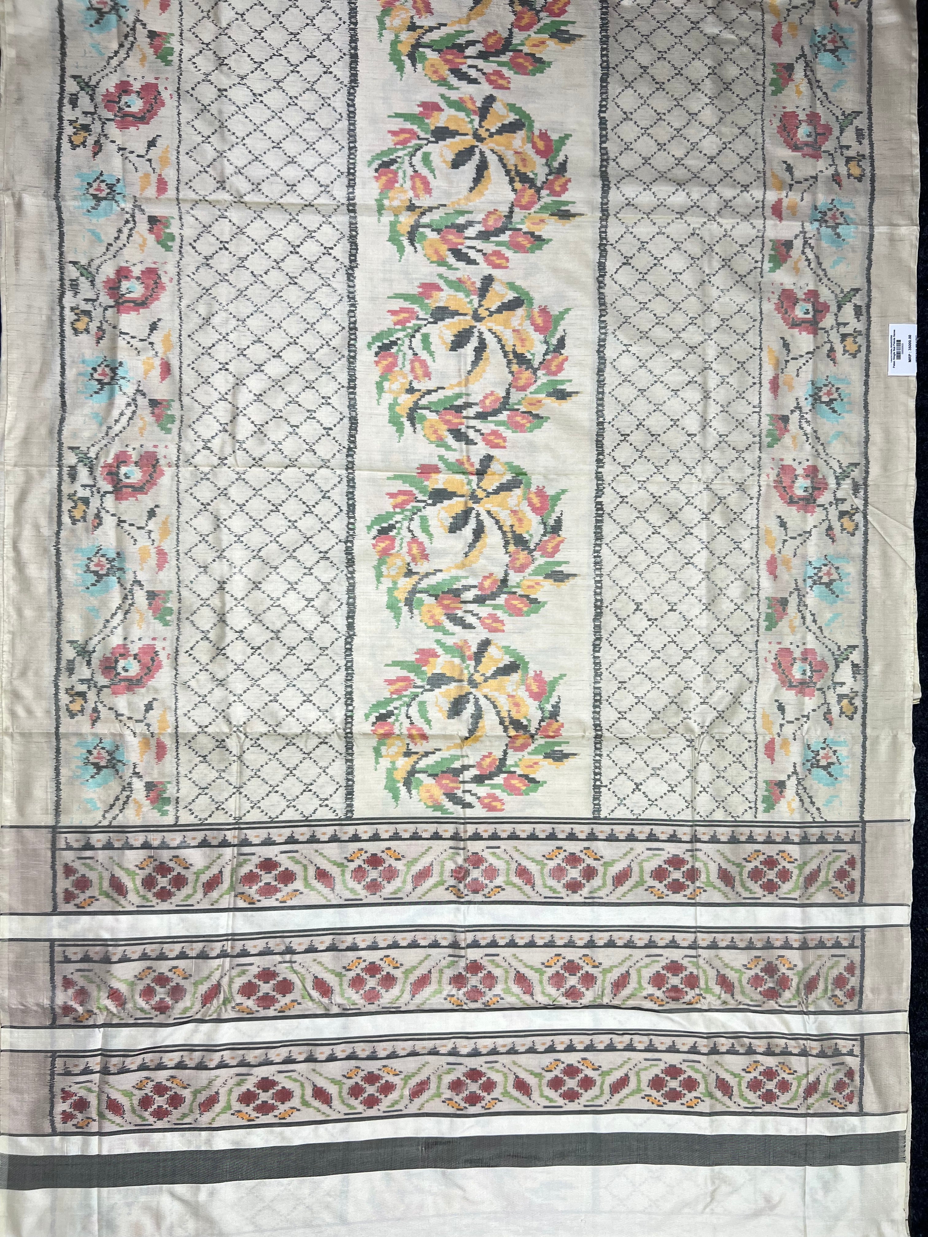 Off-White Exclusive Piece Handwoven Patola Silk Saree Secondary image