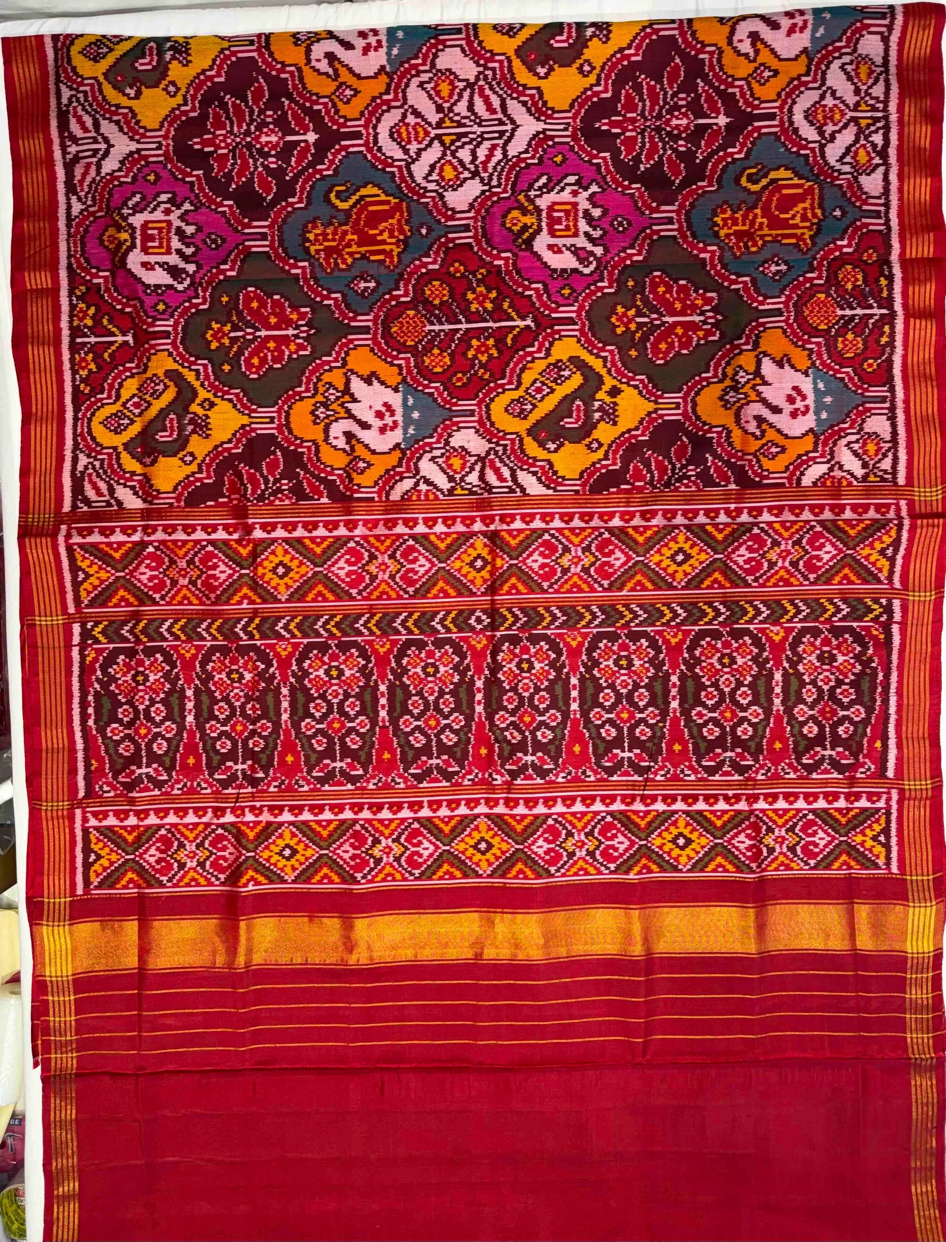 Big Motifs Design Handwoven Patola Silk Saree