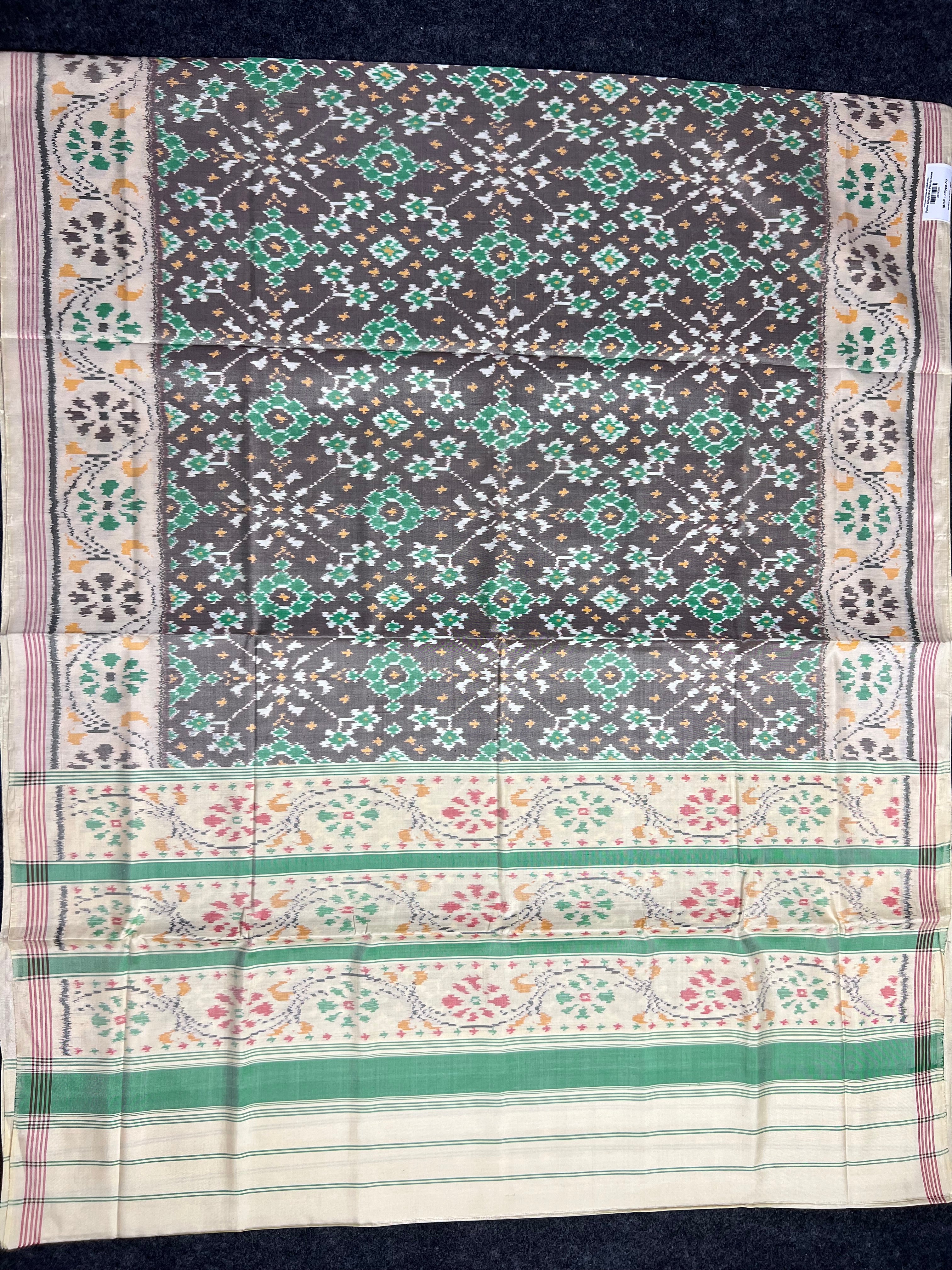 Light Brown Navratna Traditional Design Handwoven Patola Silk Saree Secondary image