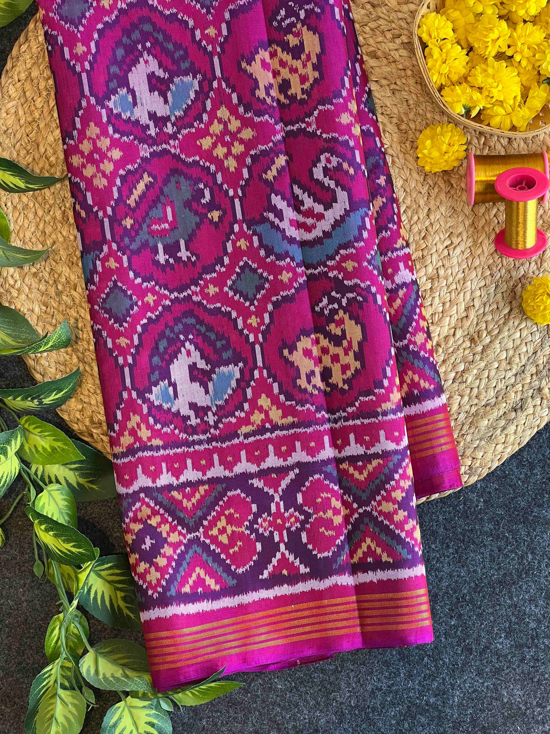 Small Motif Design Handwoven Patola Silk Saree