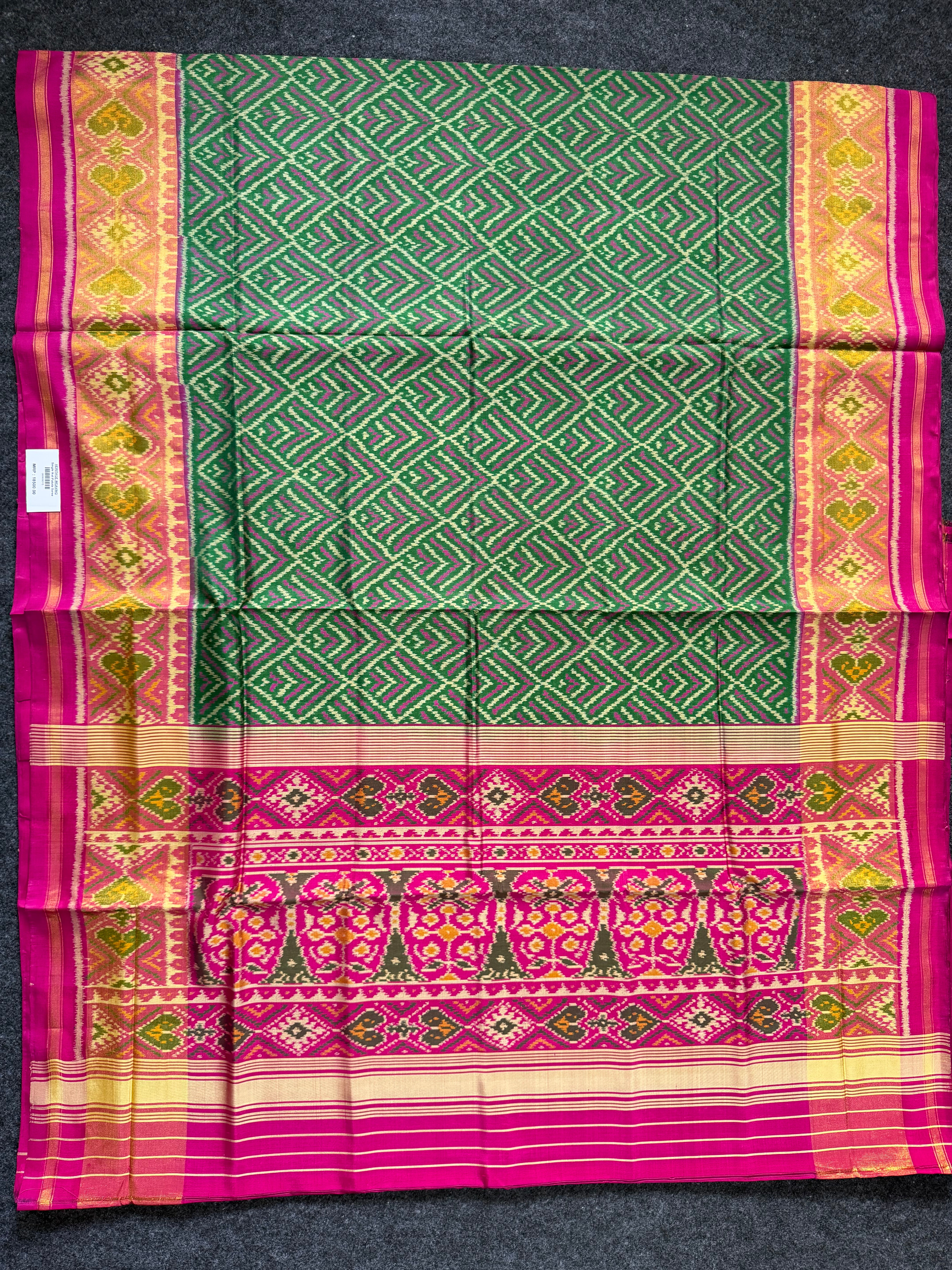 Green Fancy Design Handwoven Patola Silk Saree Secondary image