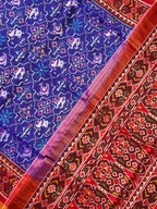 Motif Design With Blue Color Handwoven Patola Silk Saree