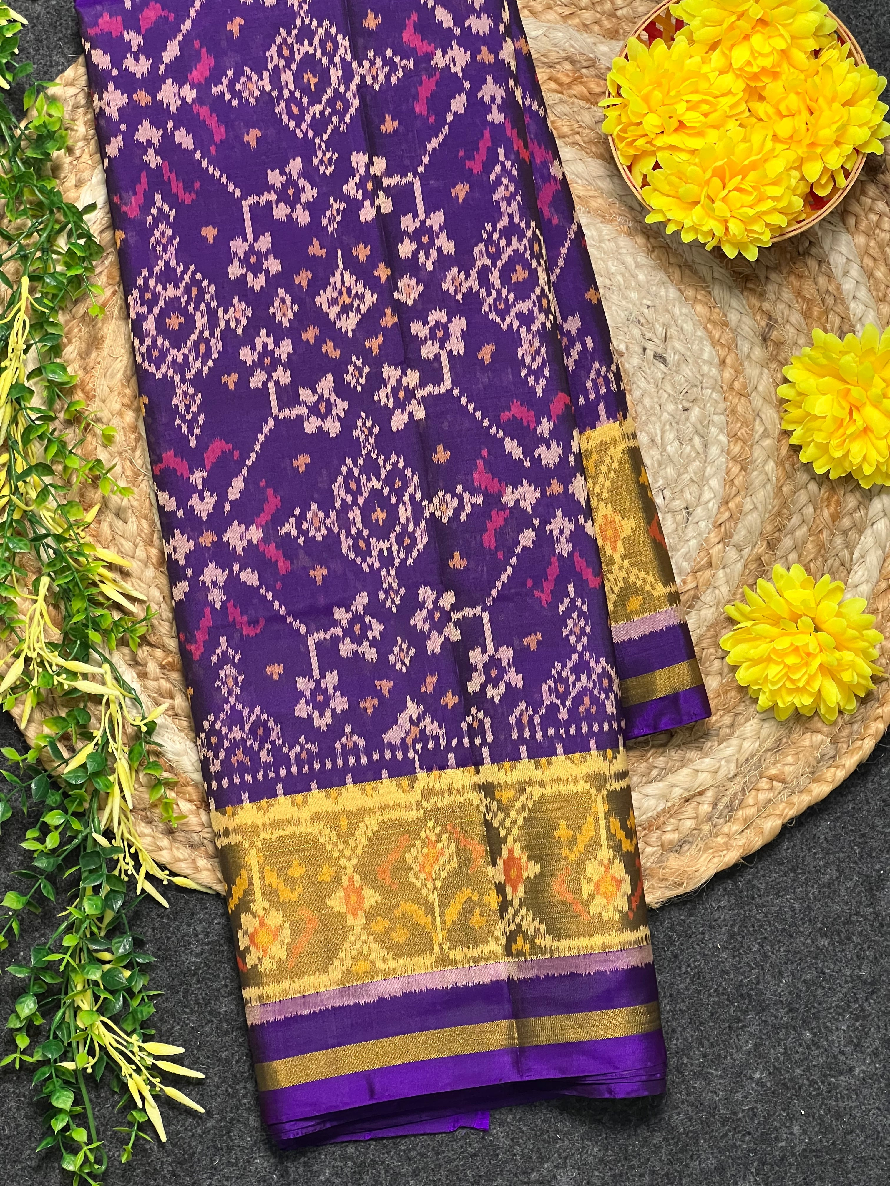 Navratna Traditional Design Handwoven Patola Silk Saree