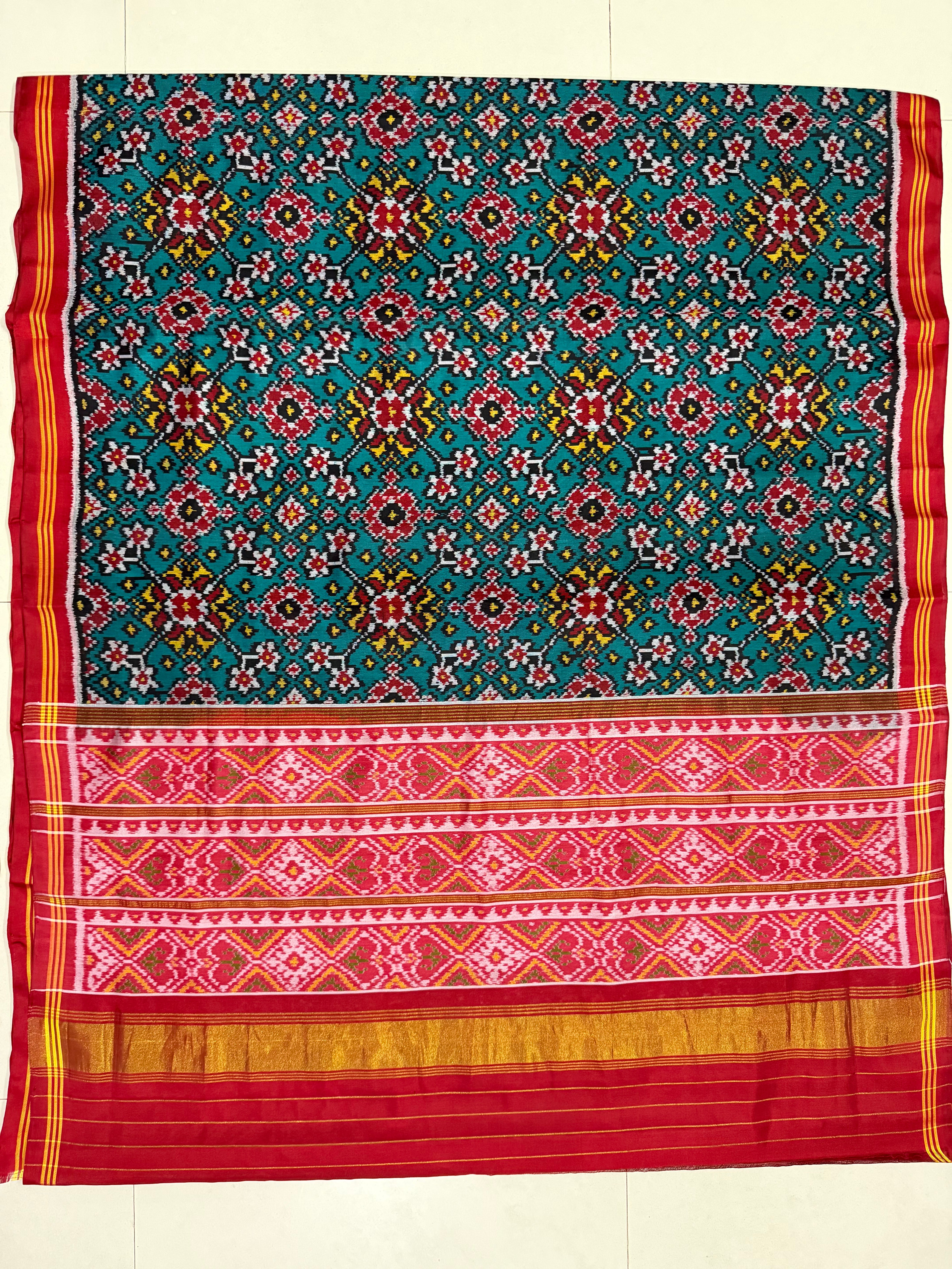 Navratna Traditional Design Handwoven Patola Silk Saree Secondary image