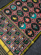 Black Motif Design Handwoven Patola Silk Saree
