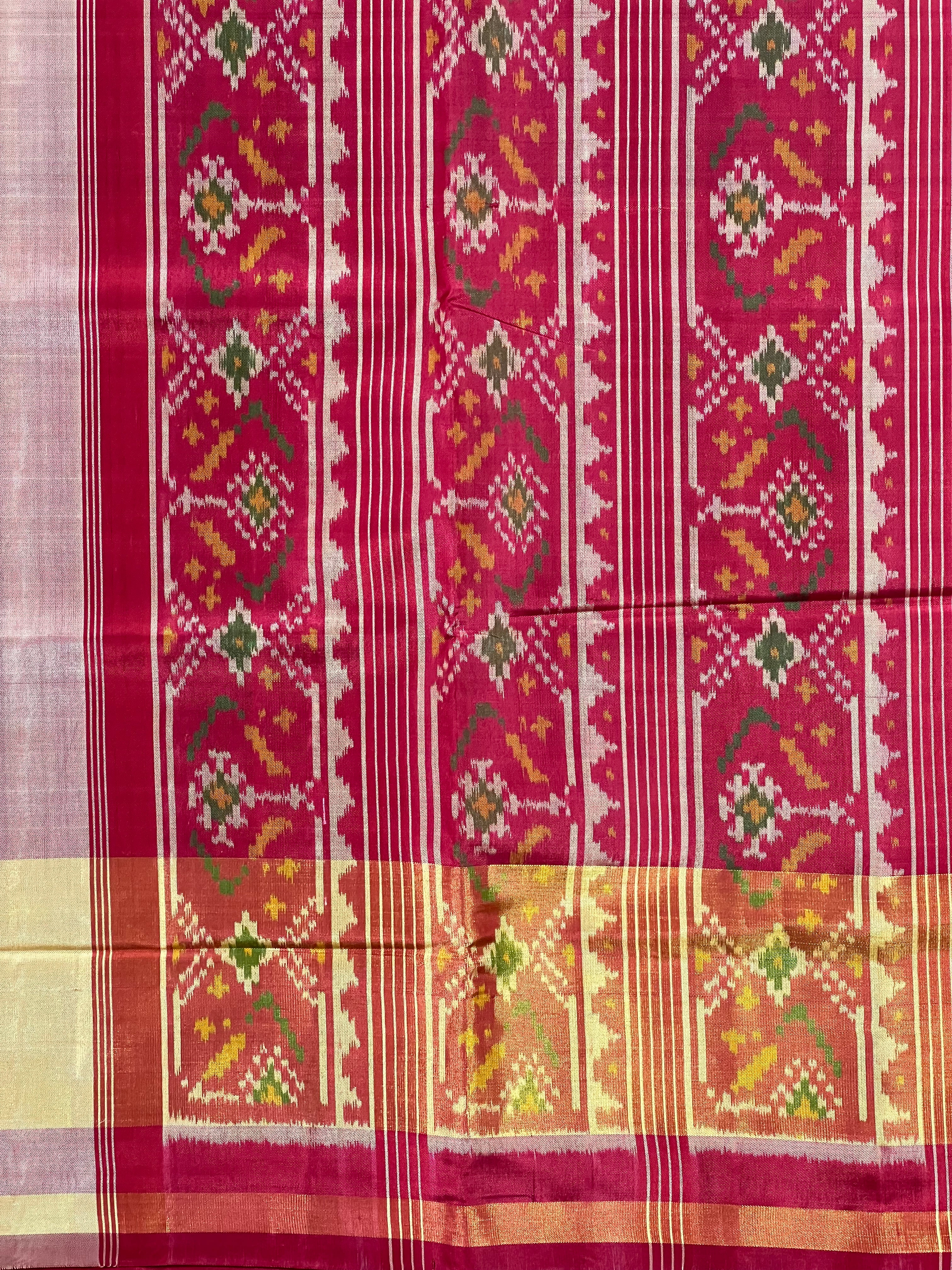 Skirt Border Purple With Red Handwoven Patola Silk Saree