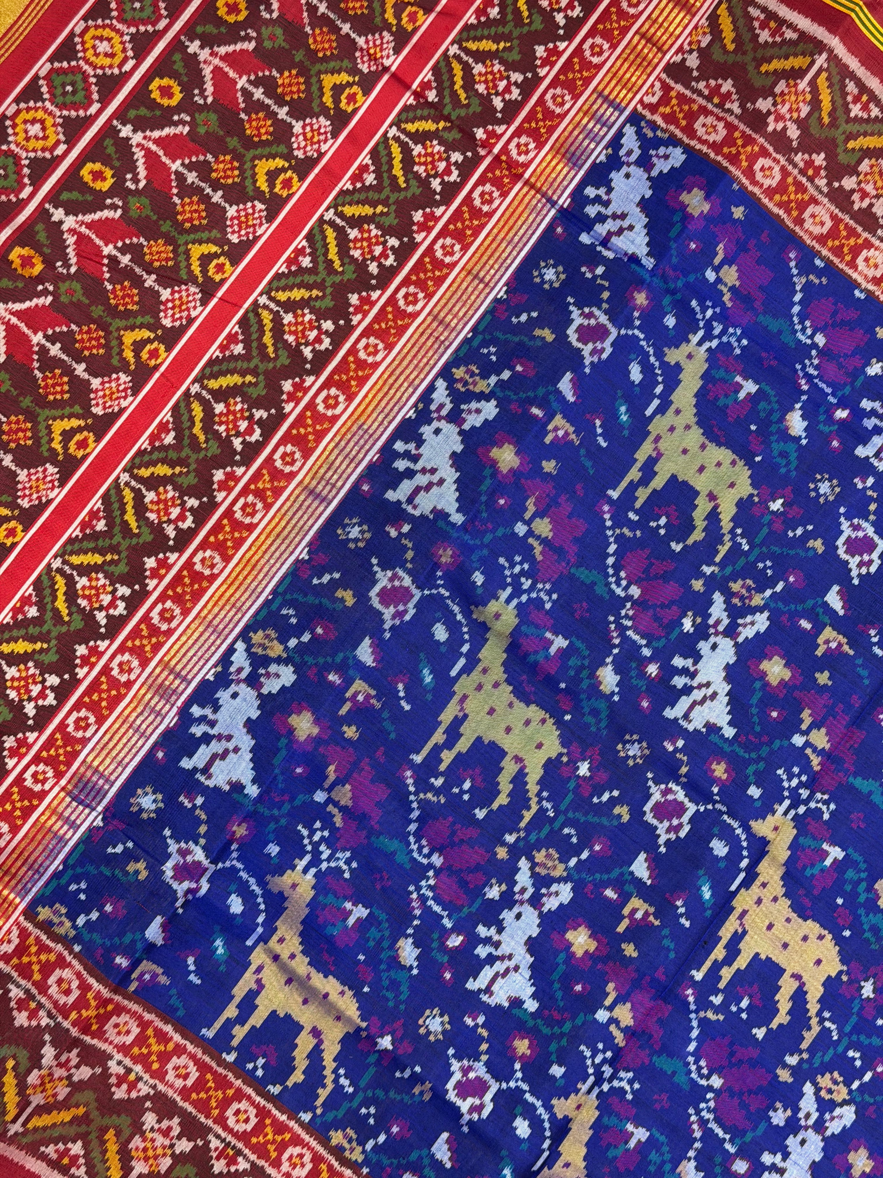 Deer Motif Exclusive Design Handwoven Patola Silk Saree