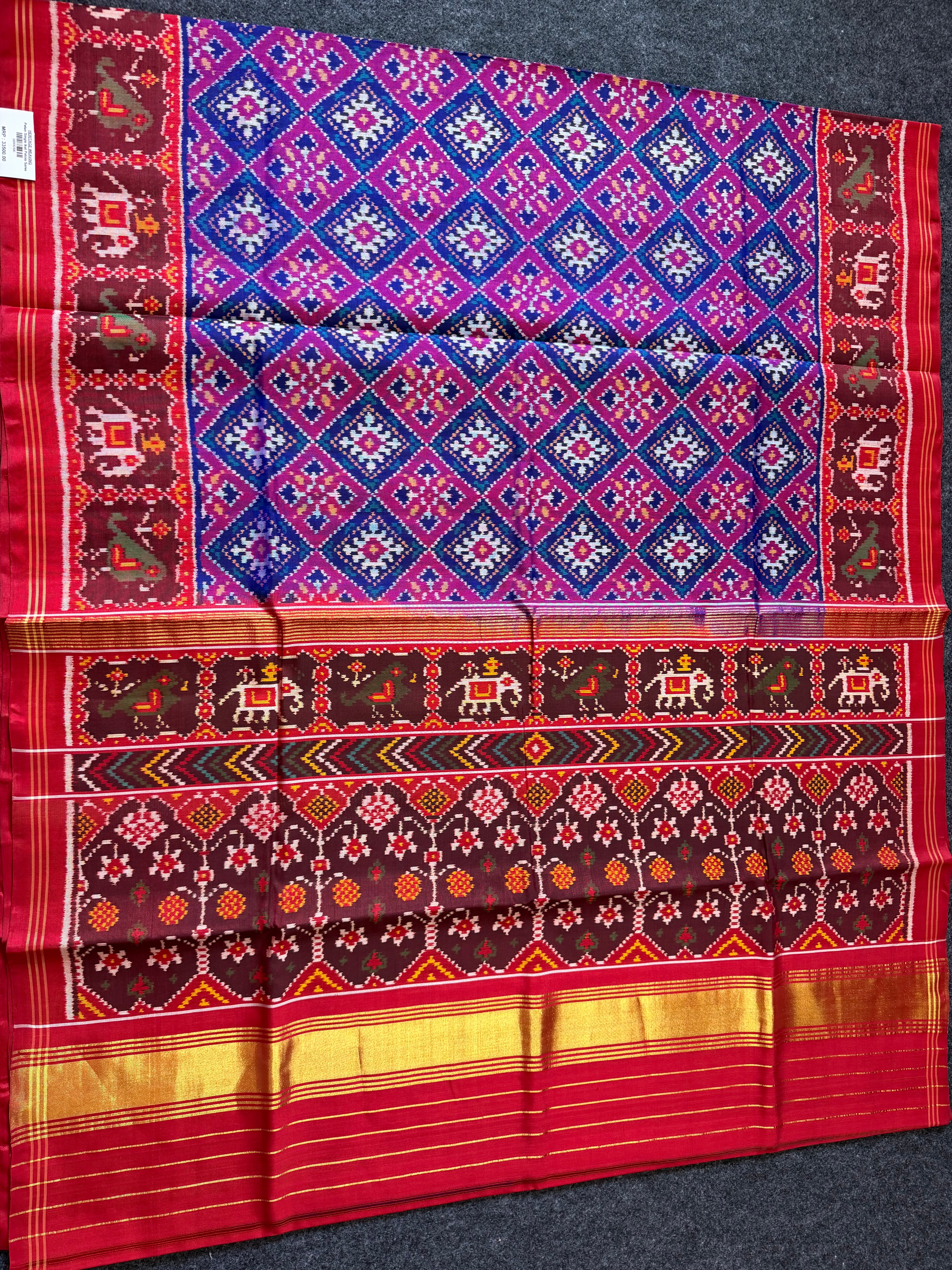 Pan-Chanda Traditional Design Handwoven Patola Silk Saree