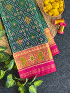 Pan-Chanda Traditional Design Handwoven Patola Silk Saree