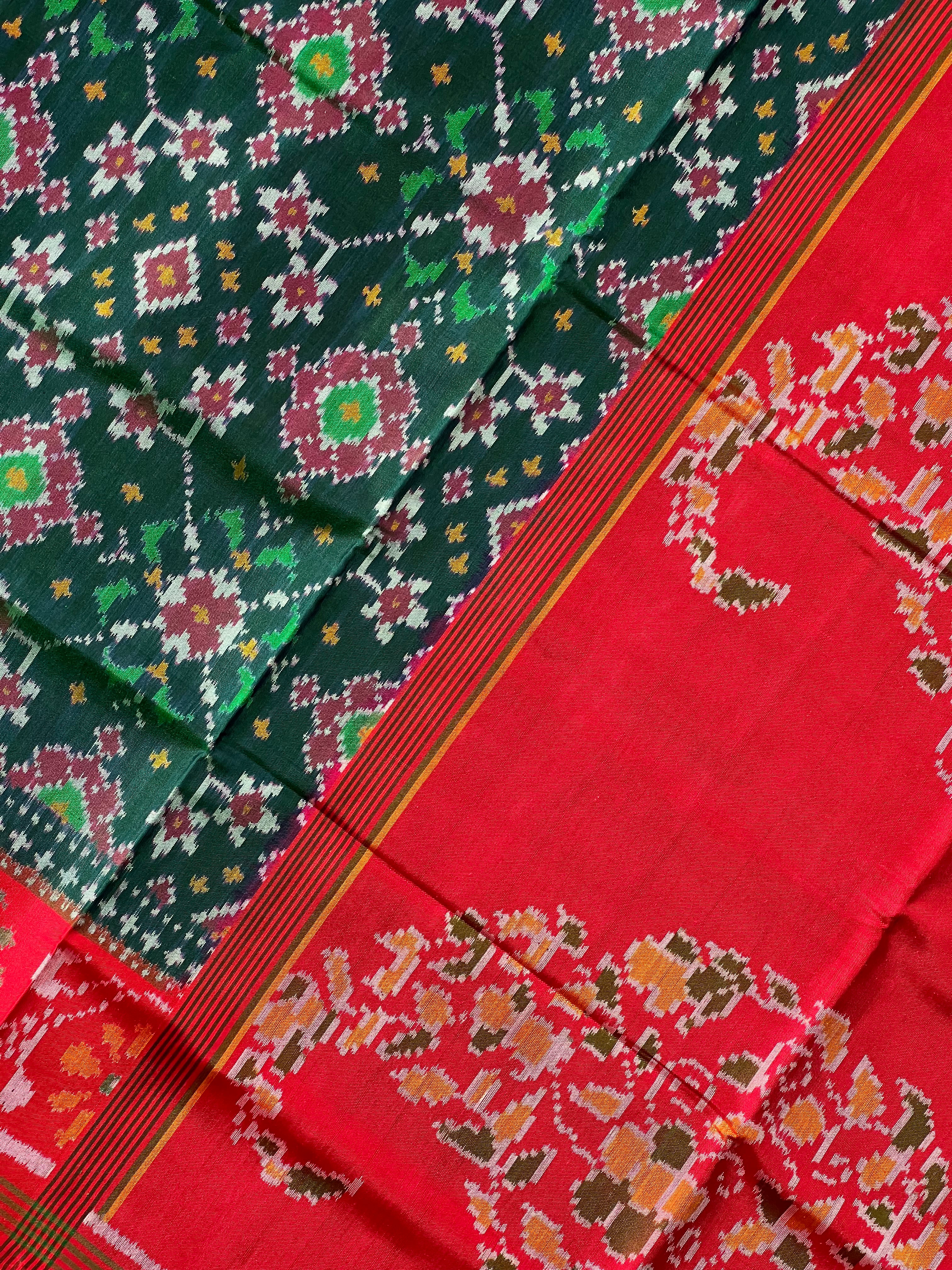 Navratna Traditional Design Handwoven Patola Silk Saree