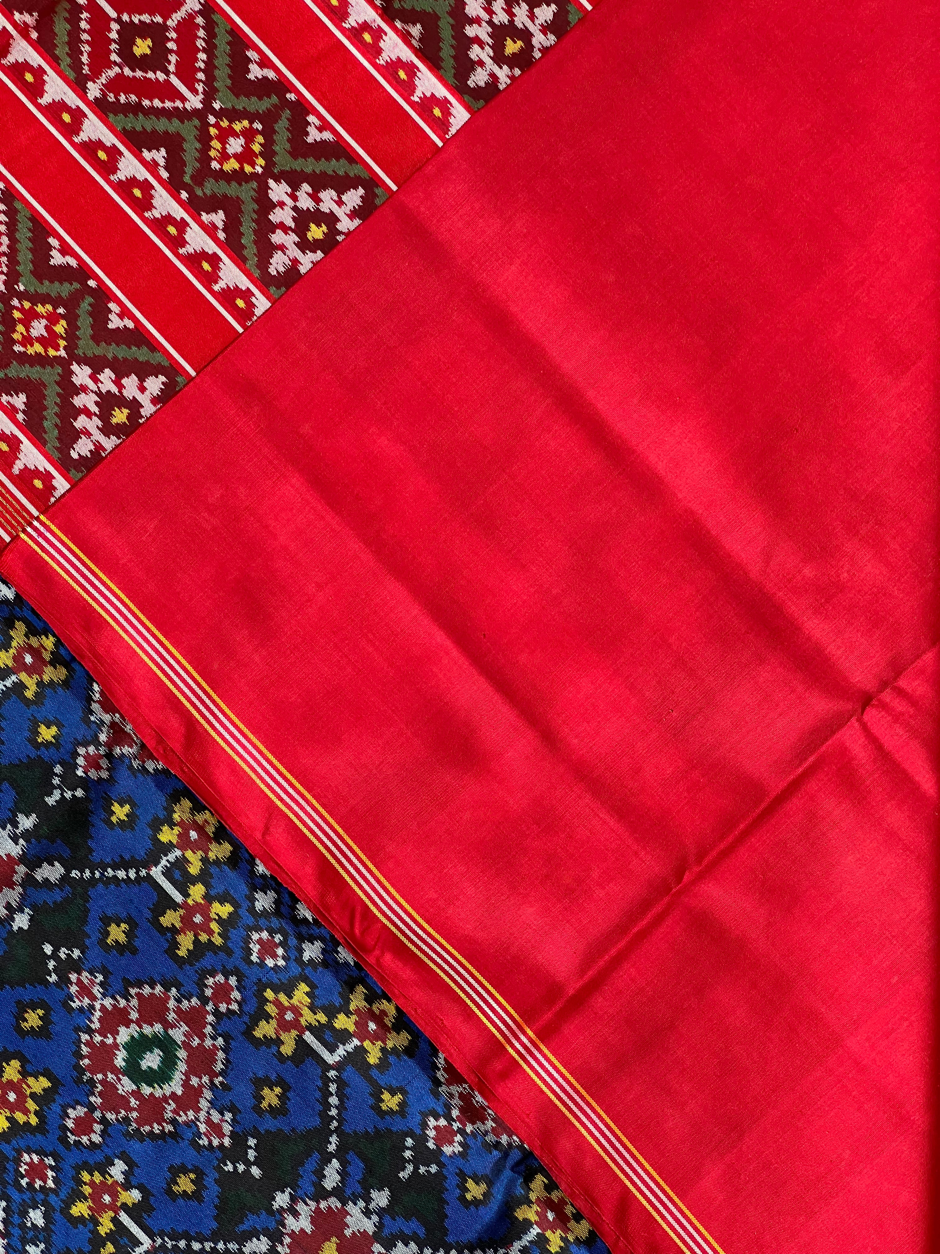 Blue Navratna Design Handwoven Patola Silk Saree