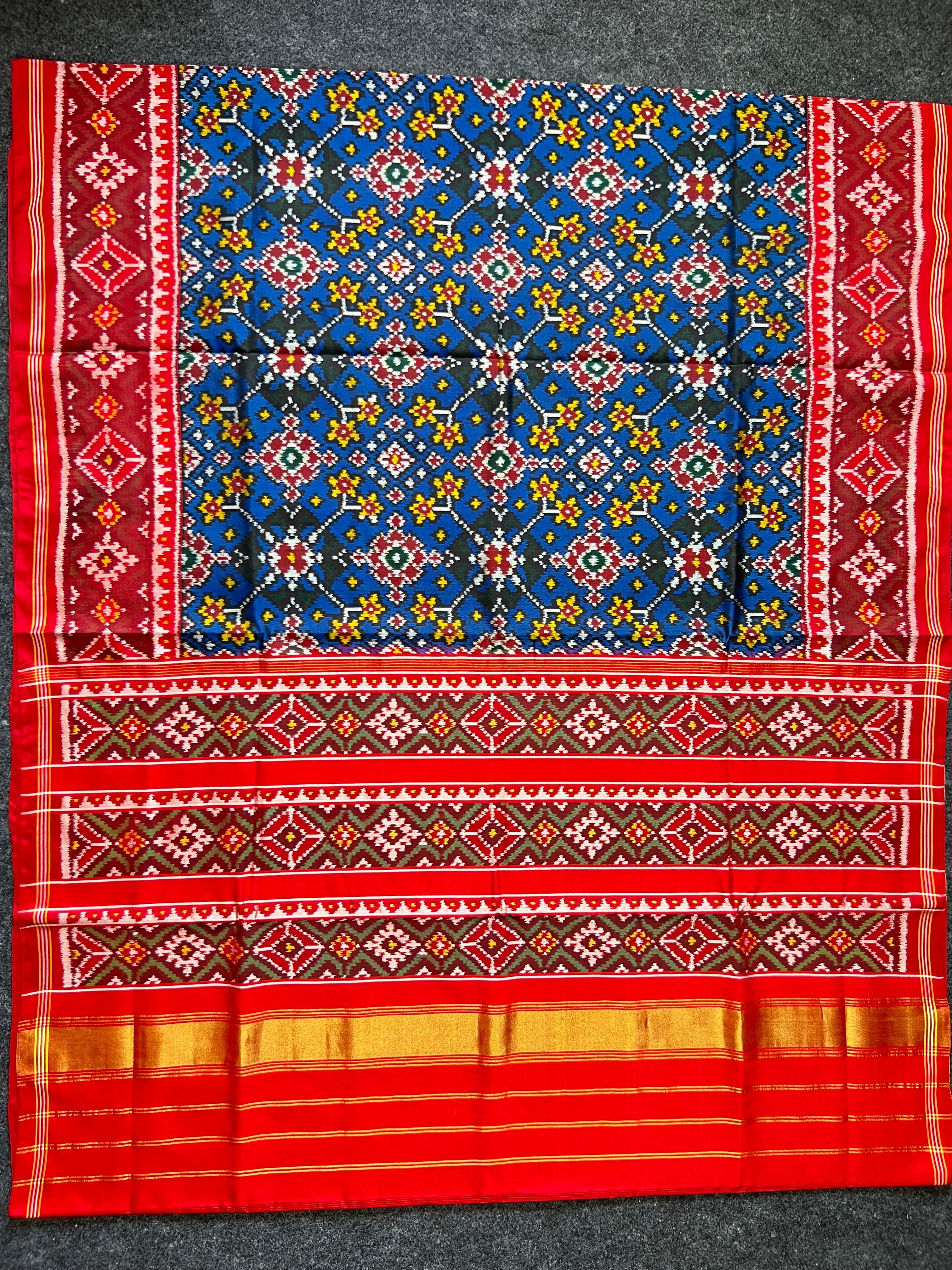 Blue Navratna Design Handwoven Patola Silk Saree