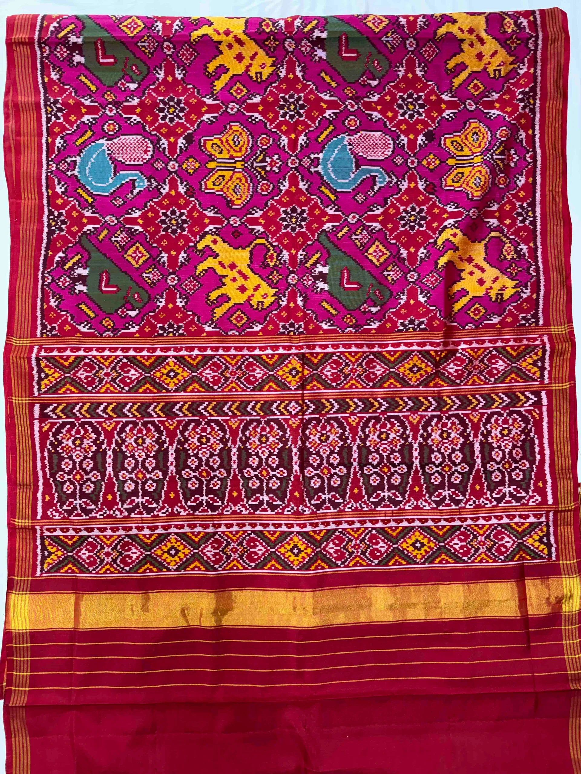 Pink Color Big Motif Design Handwoven Patola Silk Saree Secondary image