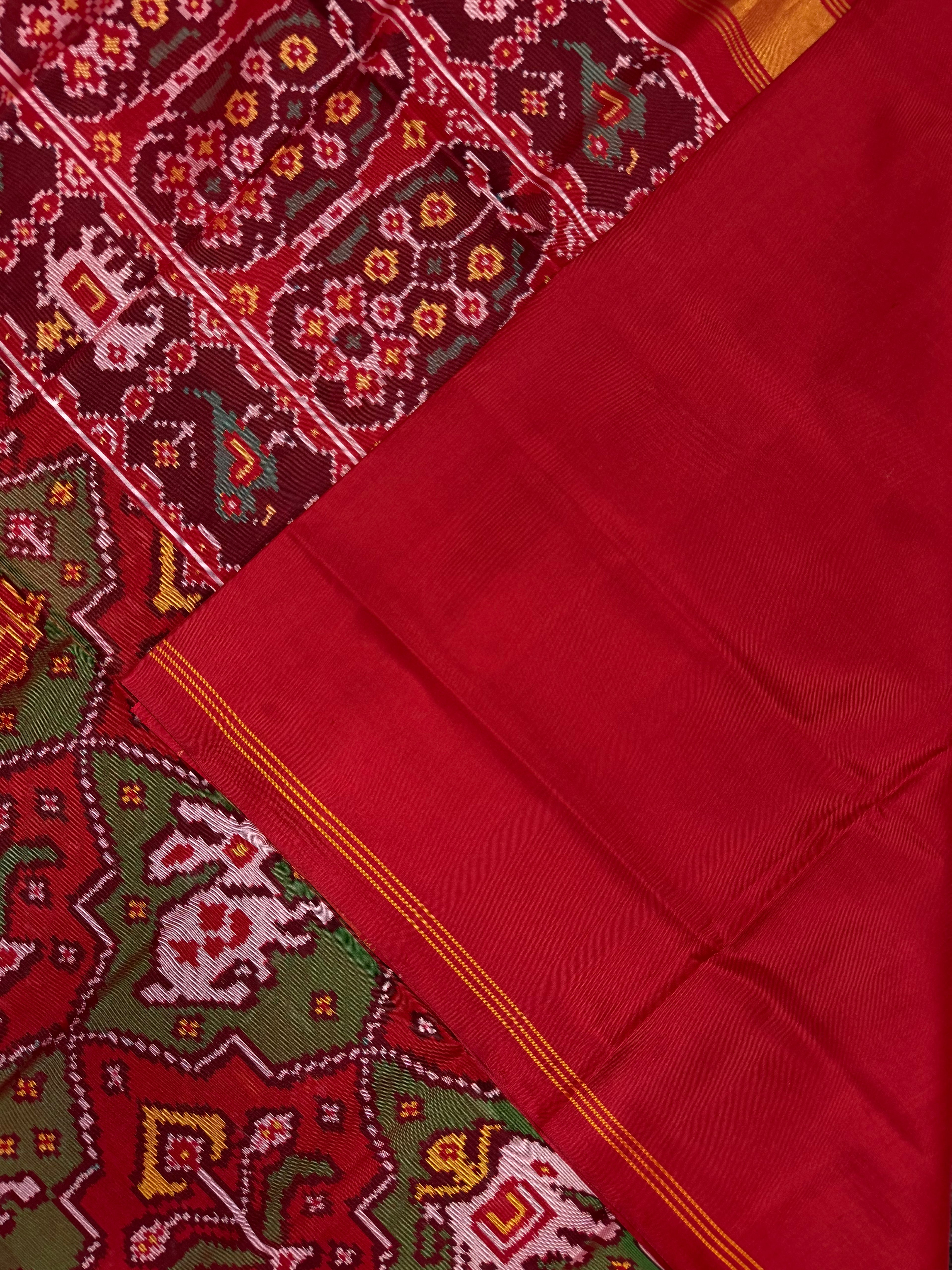 Handwoven Patola Silk Saree Elephant Designer