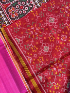 Plain Pink Gala Border With Designer Blouse Handwoven Patola Silk Saree