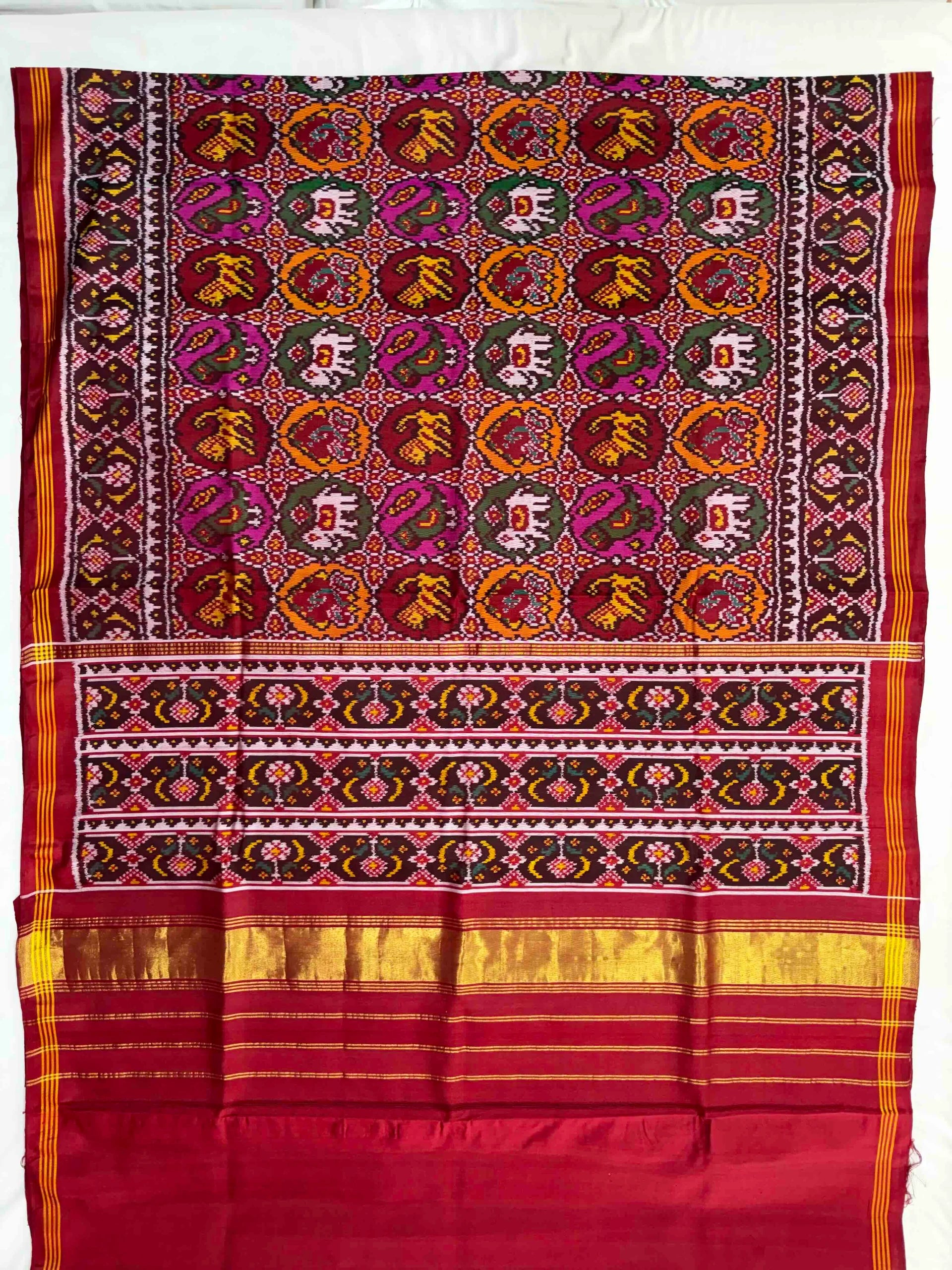 Small Motif Design Handwoven Patola Silk Saree