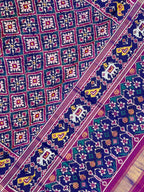 Blue Panchanda Traditional Design Handwoven Patola Silk Saree