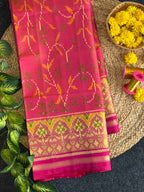 Peach Pink Color Fancy Design Handwoven Patola Silk Saree