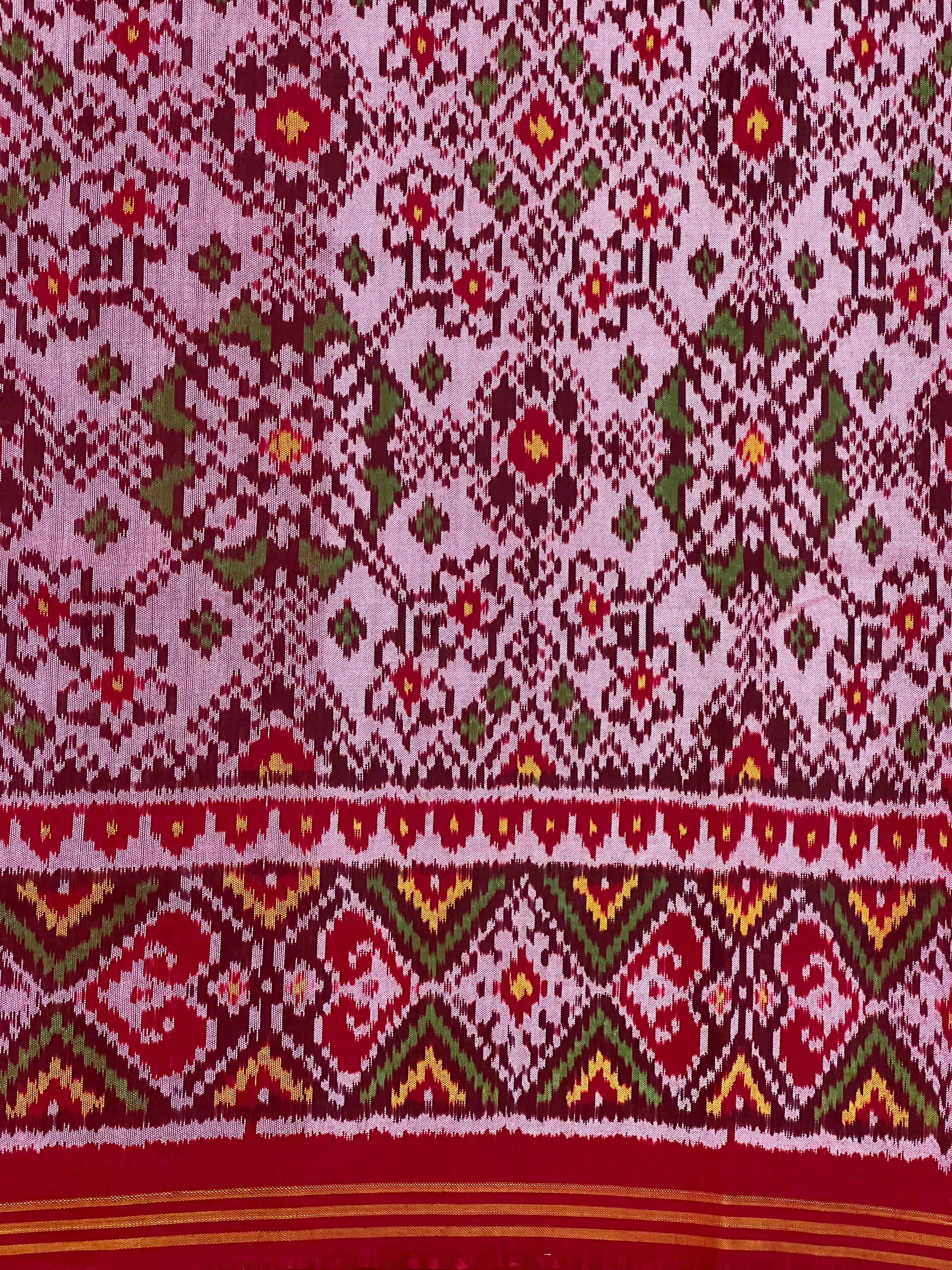 White Navratna Traditional Design Handwoven Patola Silk Saree