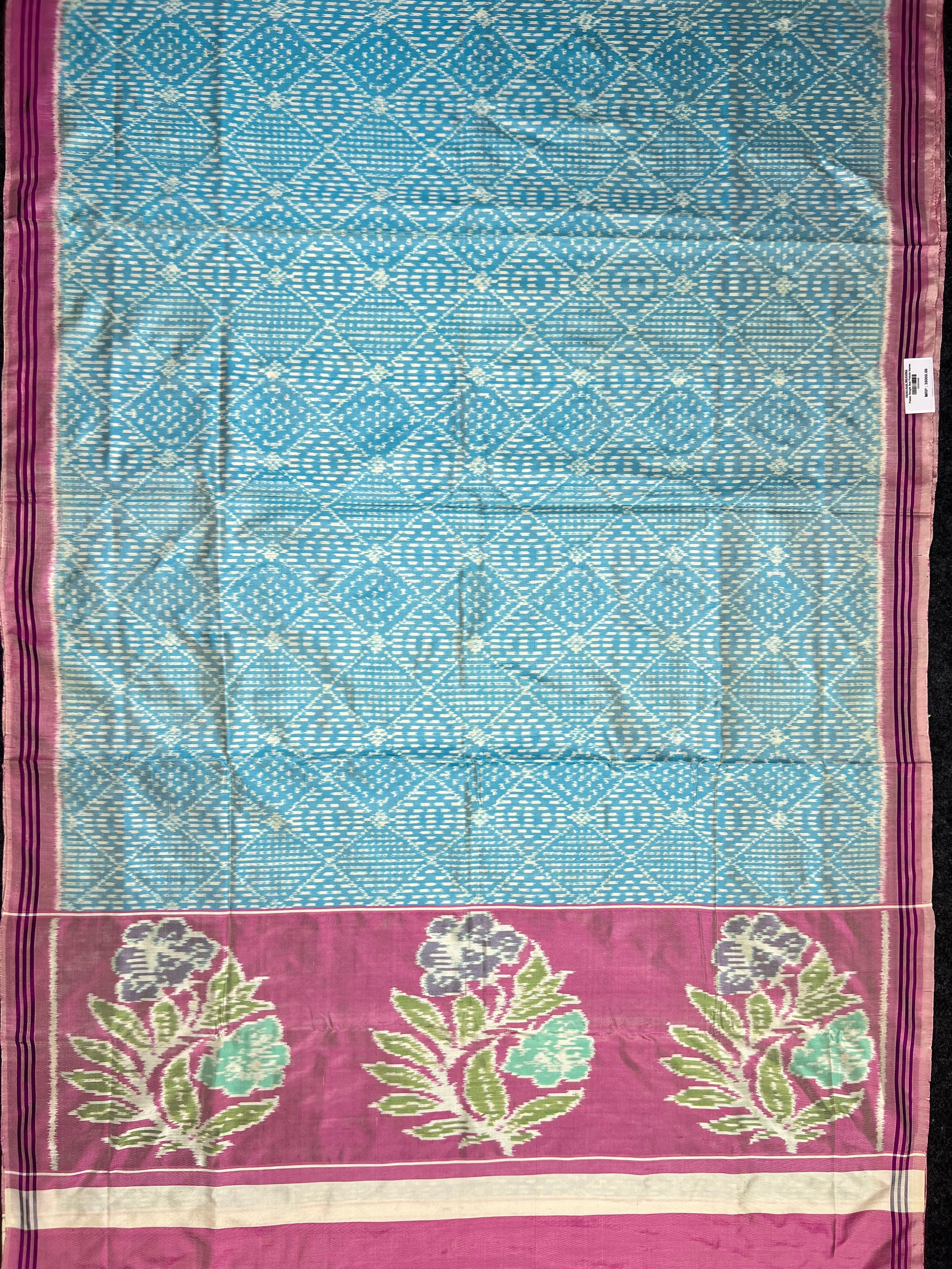 Sky Blue With Exclusive Pallu Design Handwoven Patola Silk Saree Secondary image