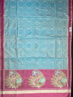 Sky Blue With Exclusive Pallu Design Handwoven Patola Silk Saree