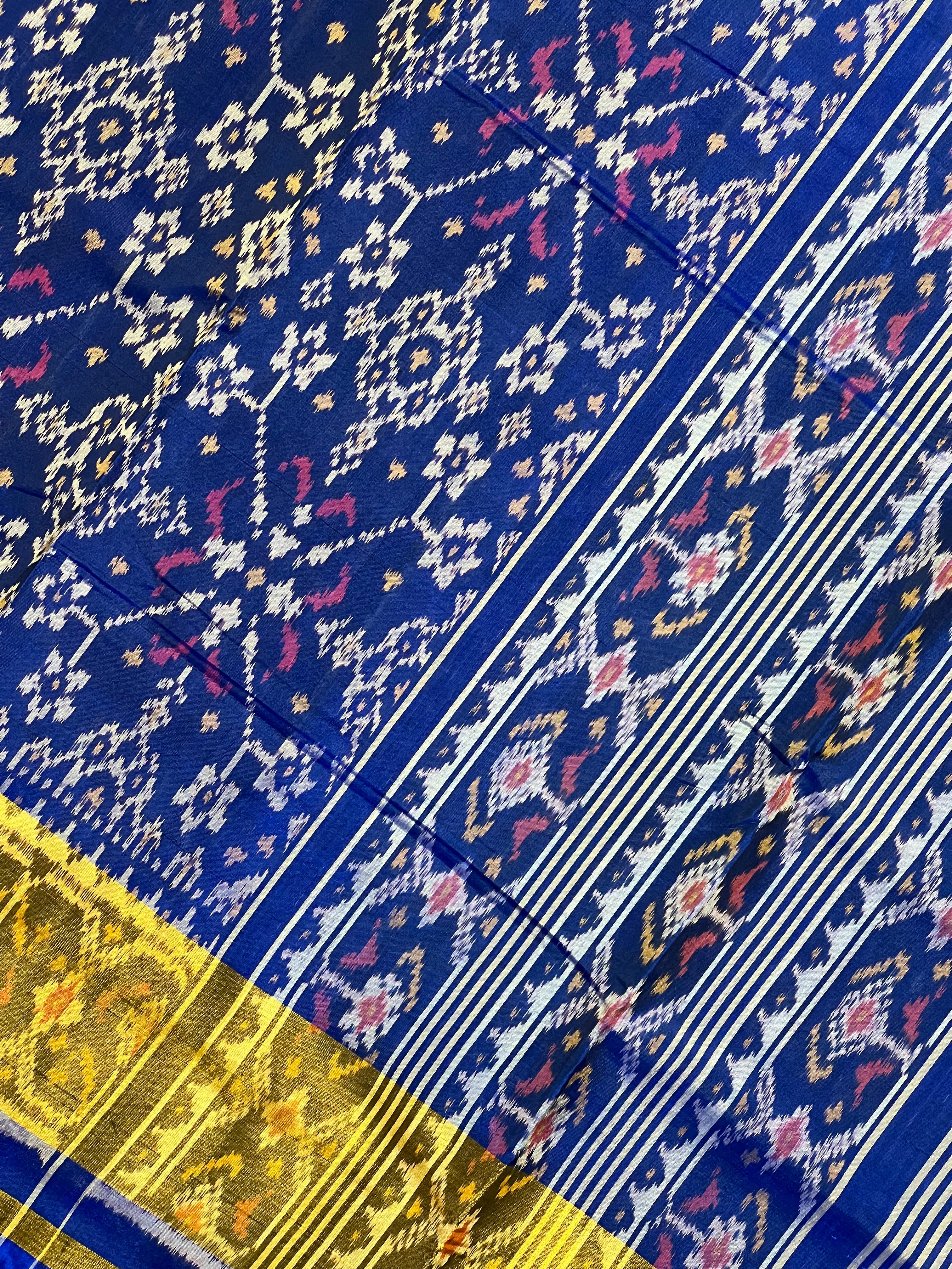 Blue Navratna Traditional Design Handwoven Patola Silk Saree