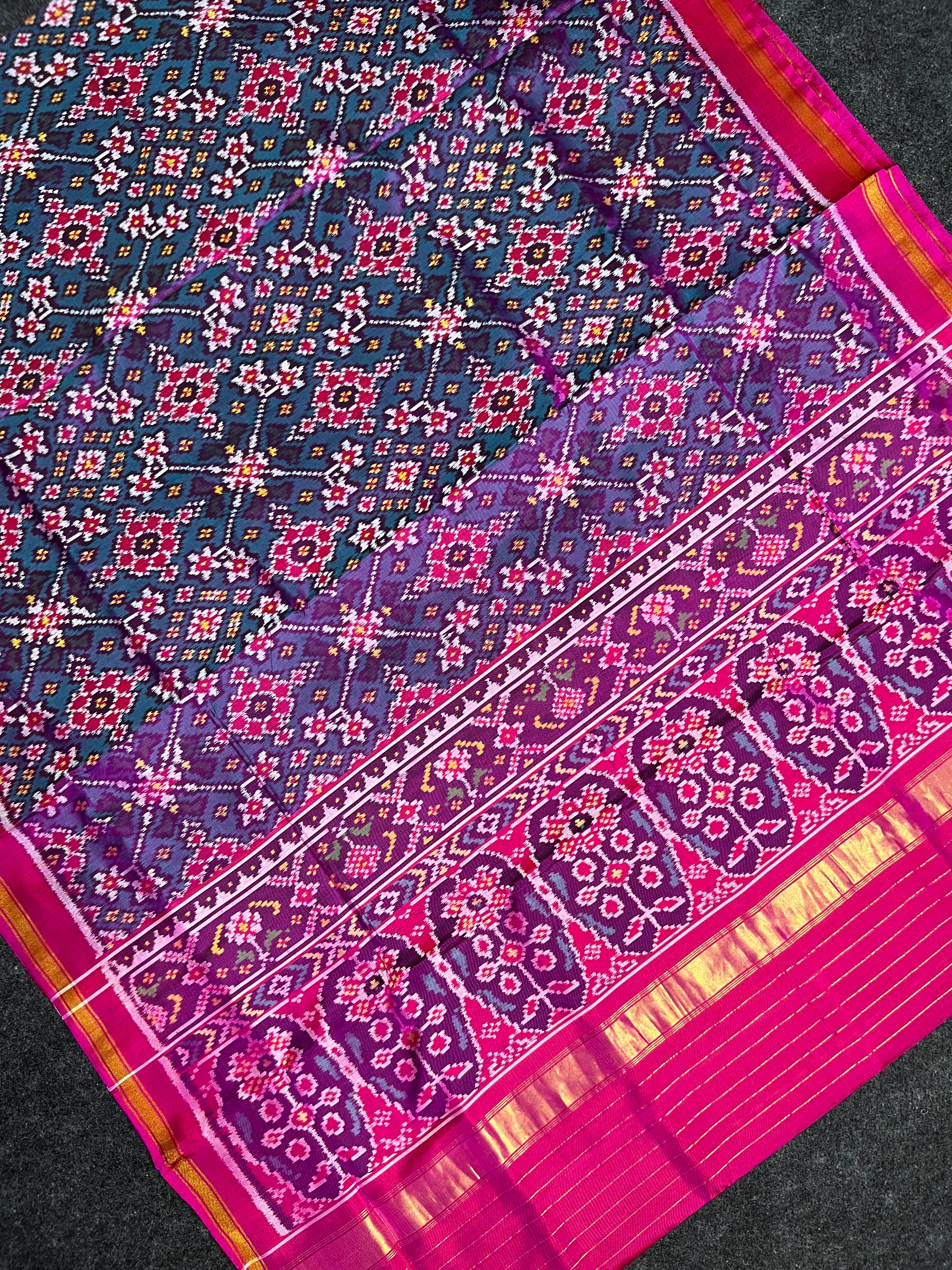 Navratna Traditional Design Handwoven Patola Silk Saree
