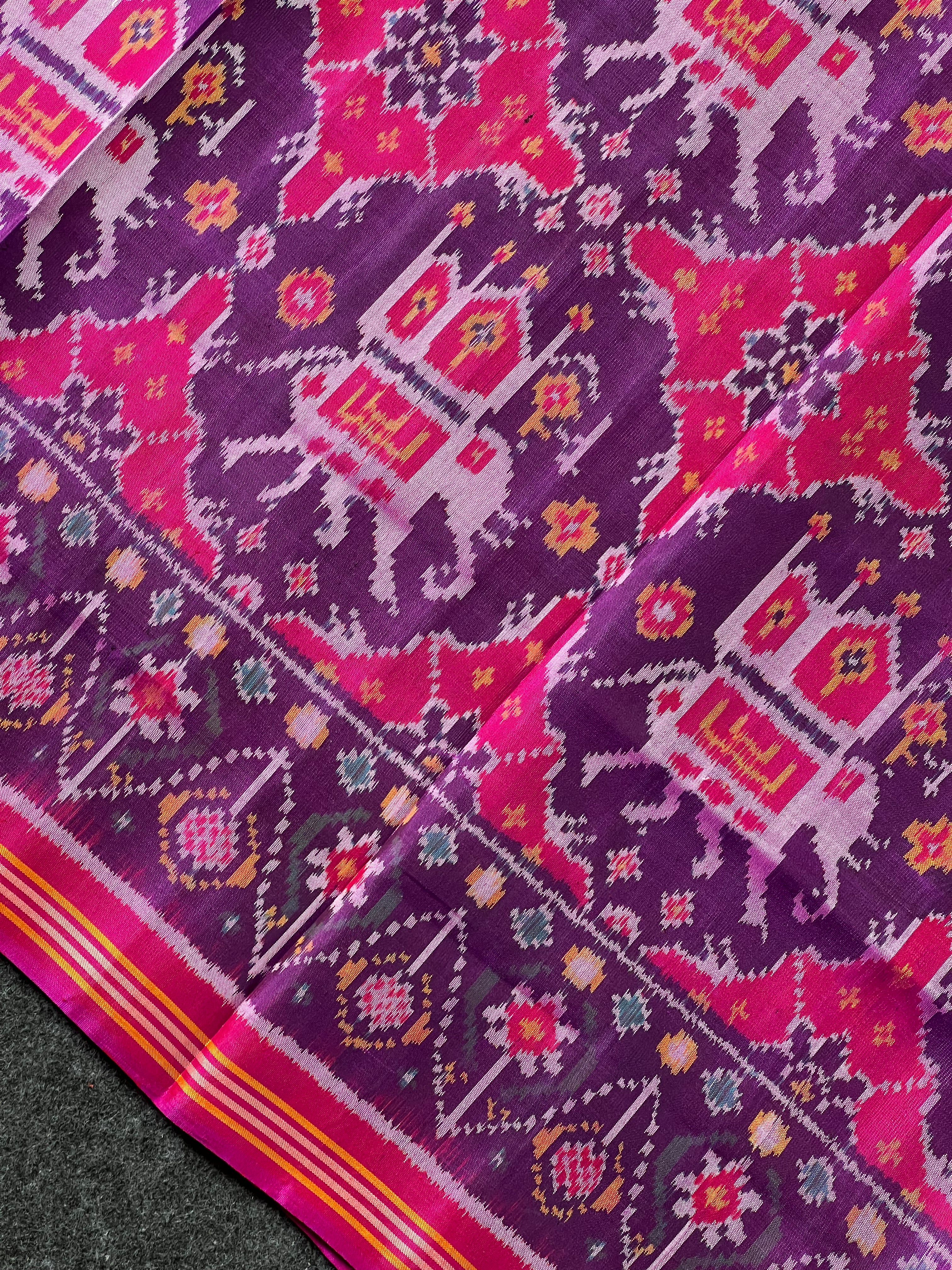 Elephant Design Handwoven Patola Silk Saree