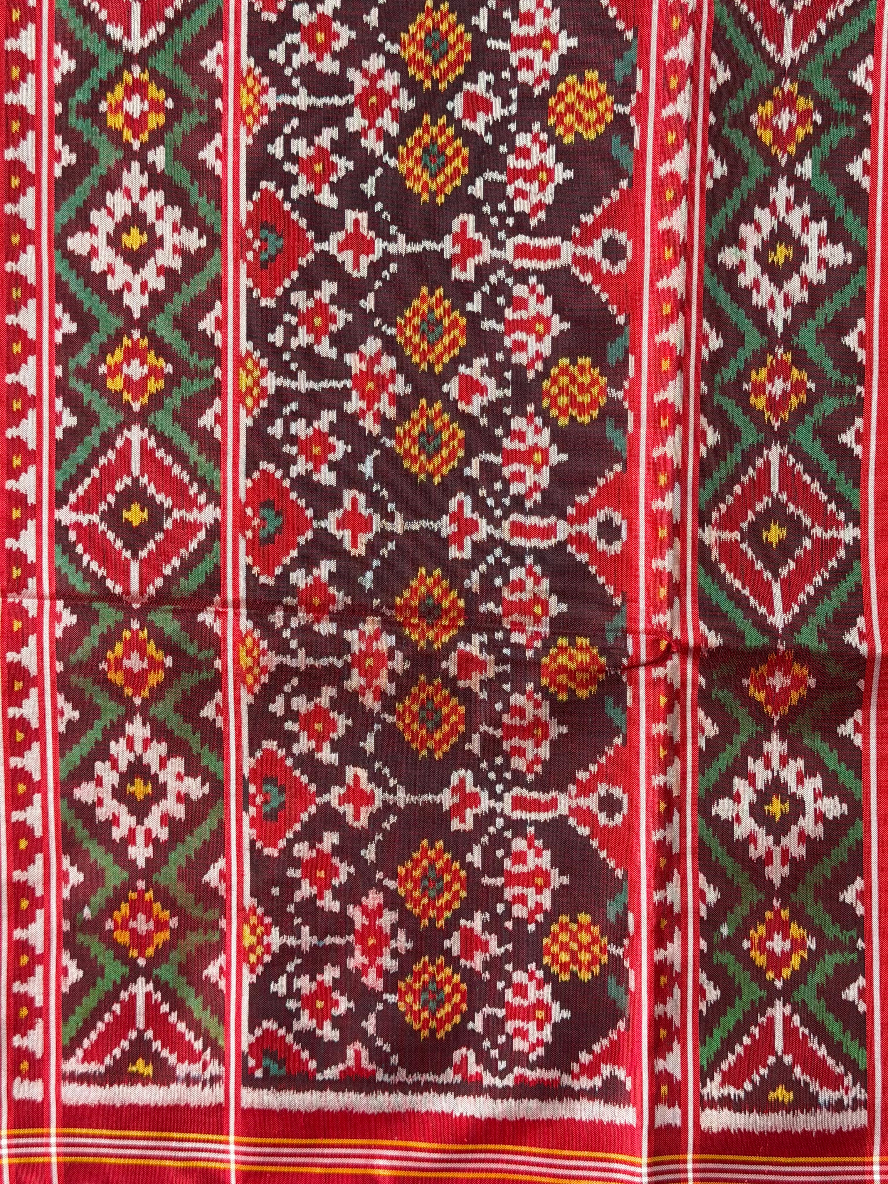 Navratna-Manekchowk Design Handwoven Patola Silk Saree