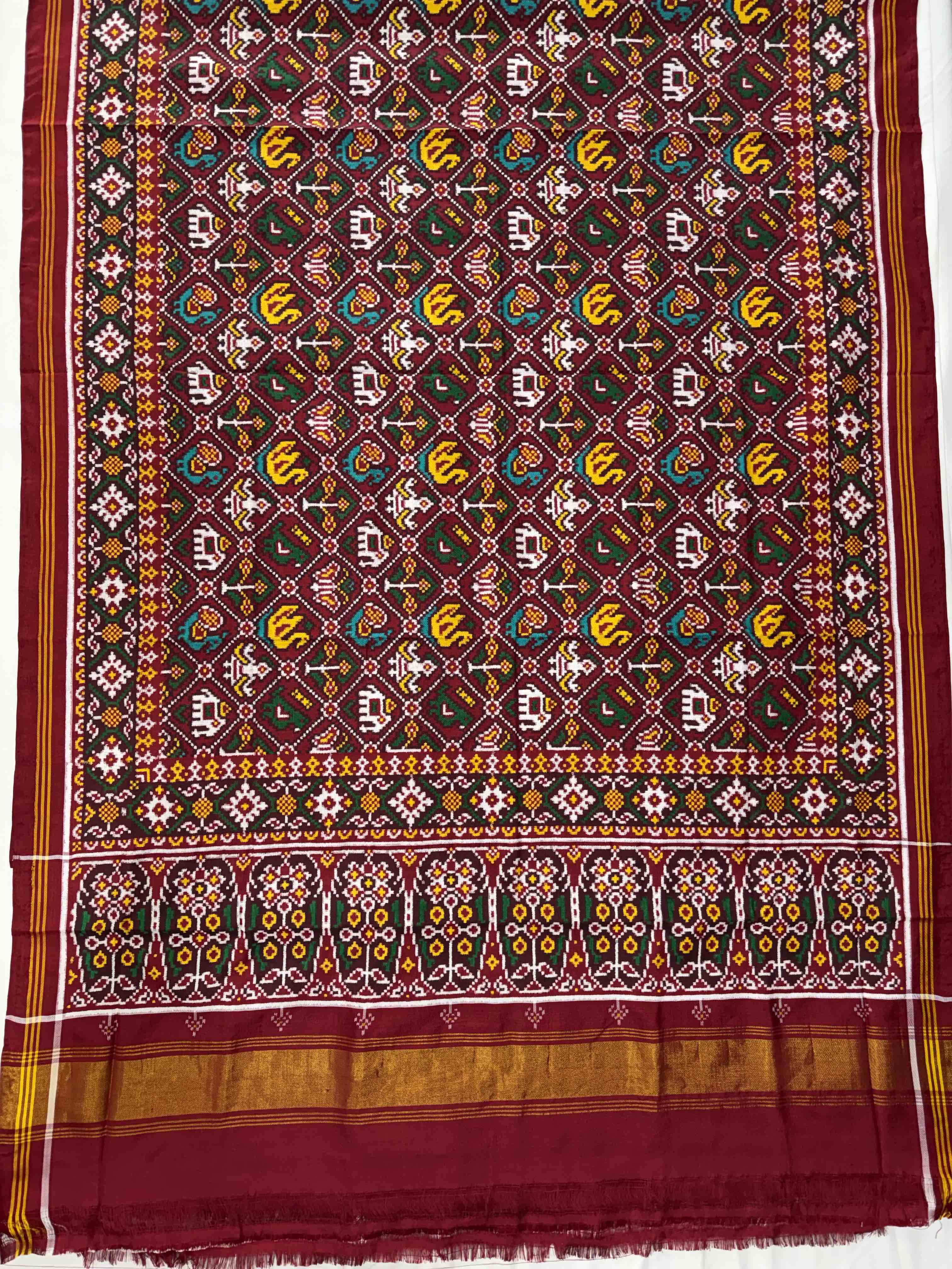 Navratna-Elephant Traditional Design Handwoven Double Ikat Patola Silk Saree Secondary image