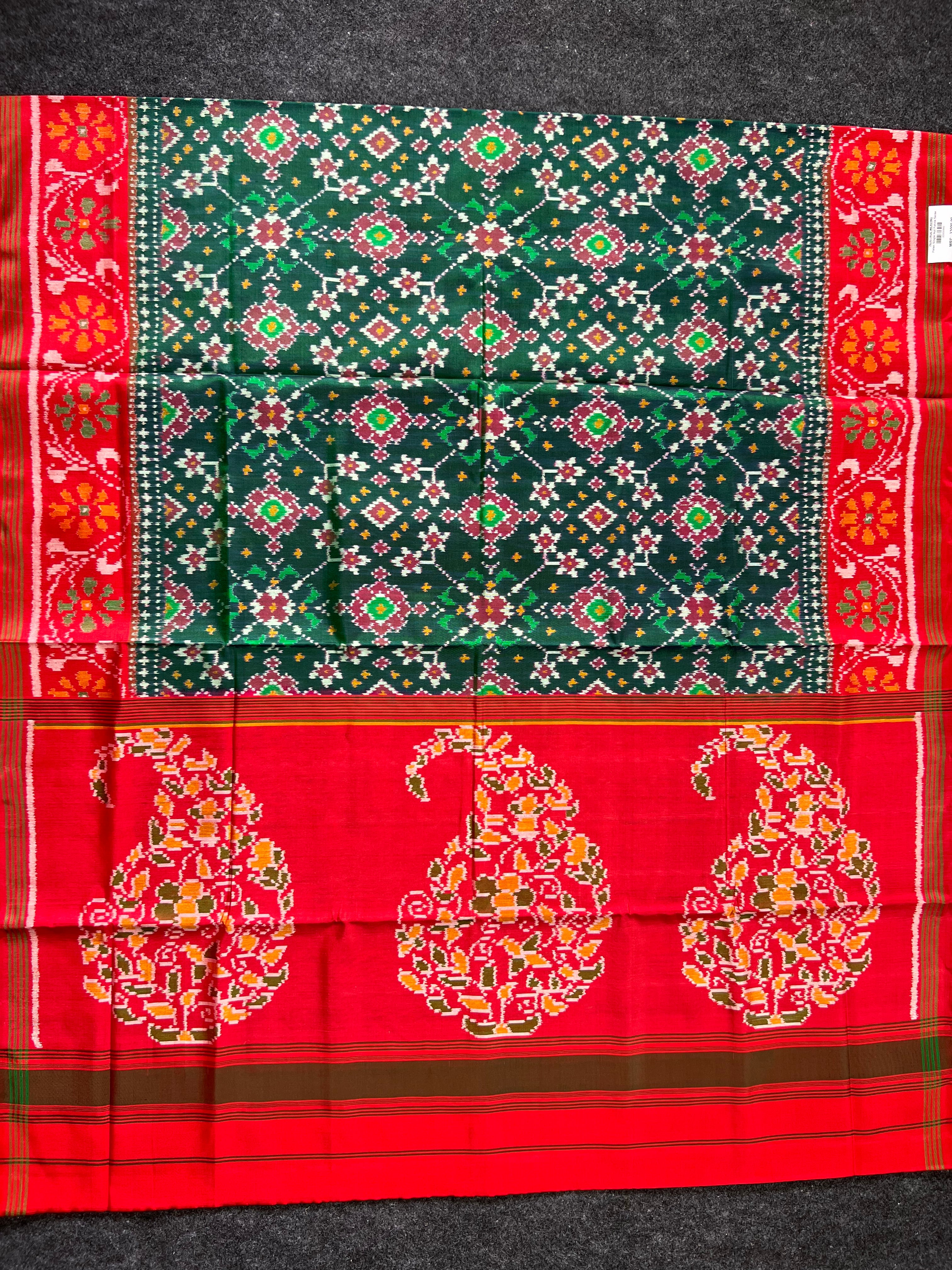 Navratna Traditional Design Handwoven Patola Silk Saree Secondary image
