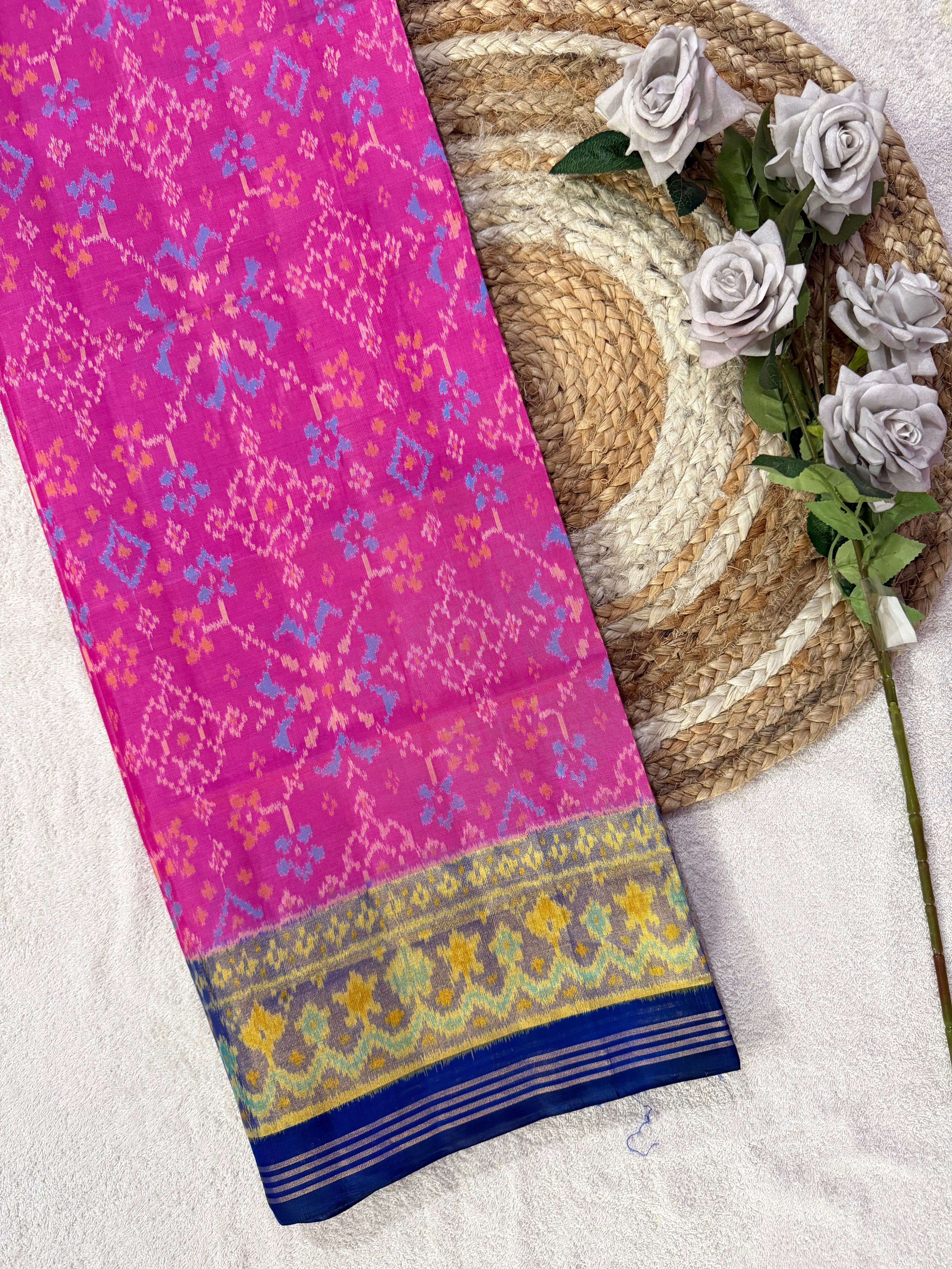 Baby Pink Navratna Design Handwoven Patola Silk Saree Main image