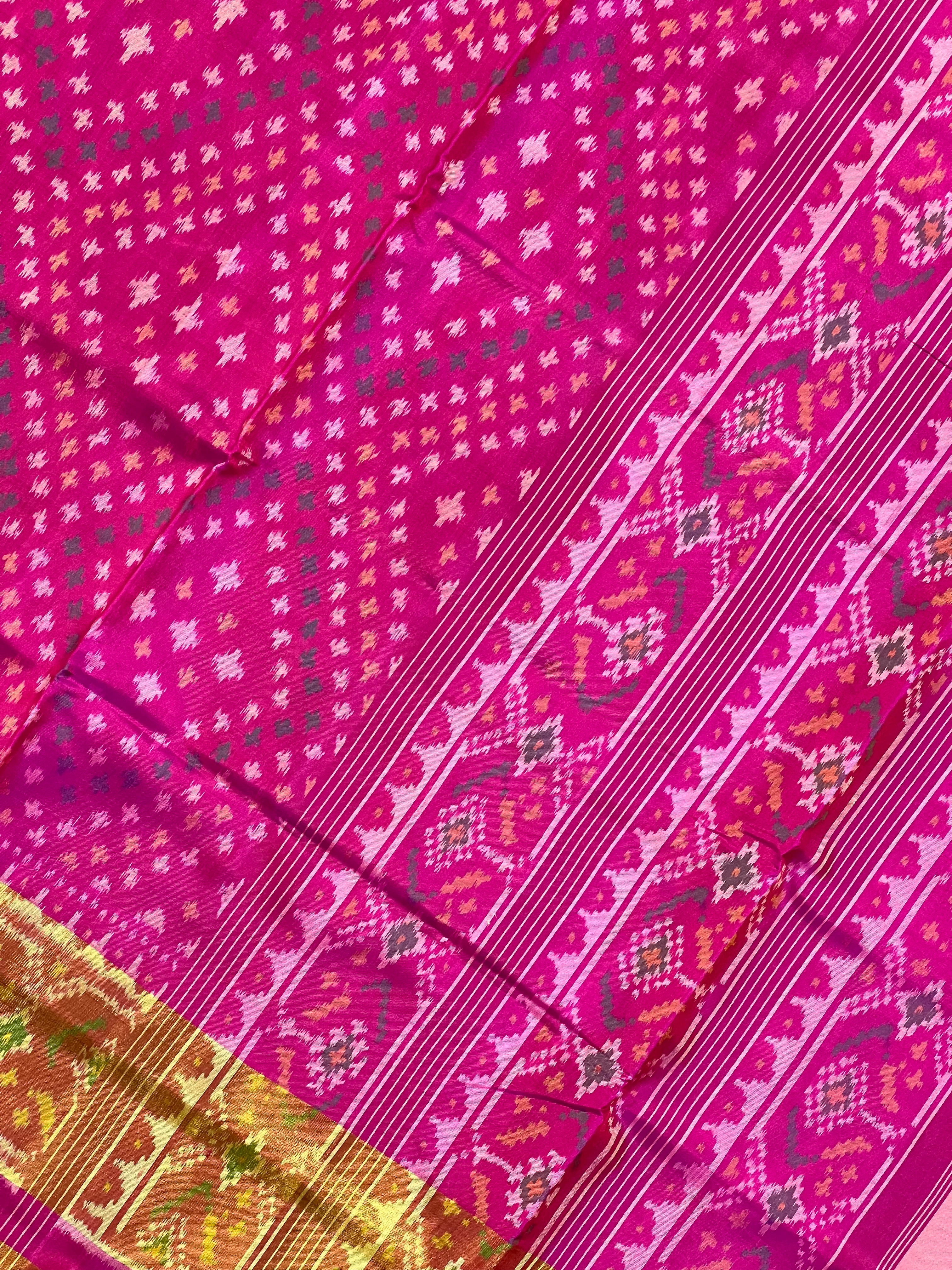 Pink Bandhni Design Handwoven Patola Silk Saree