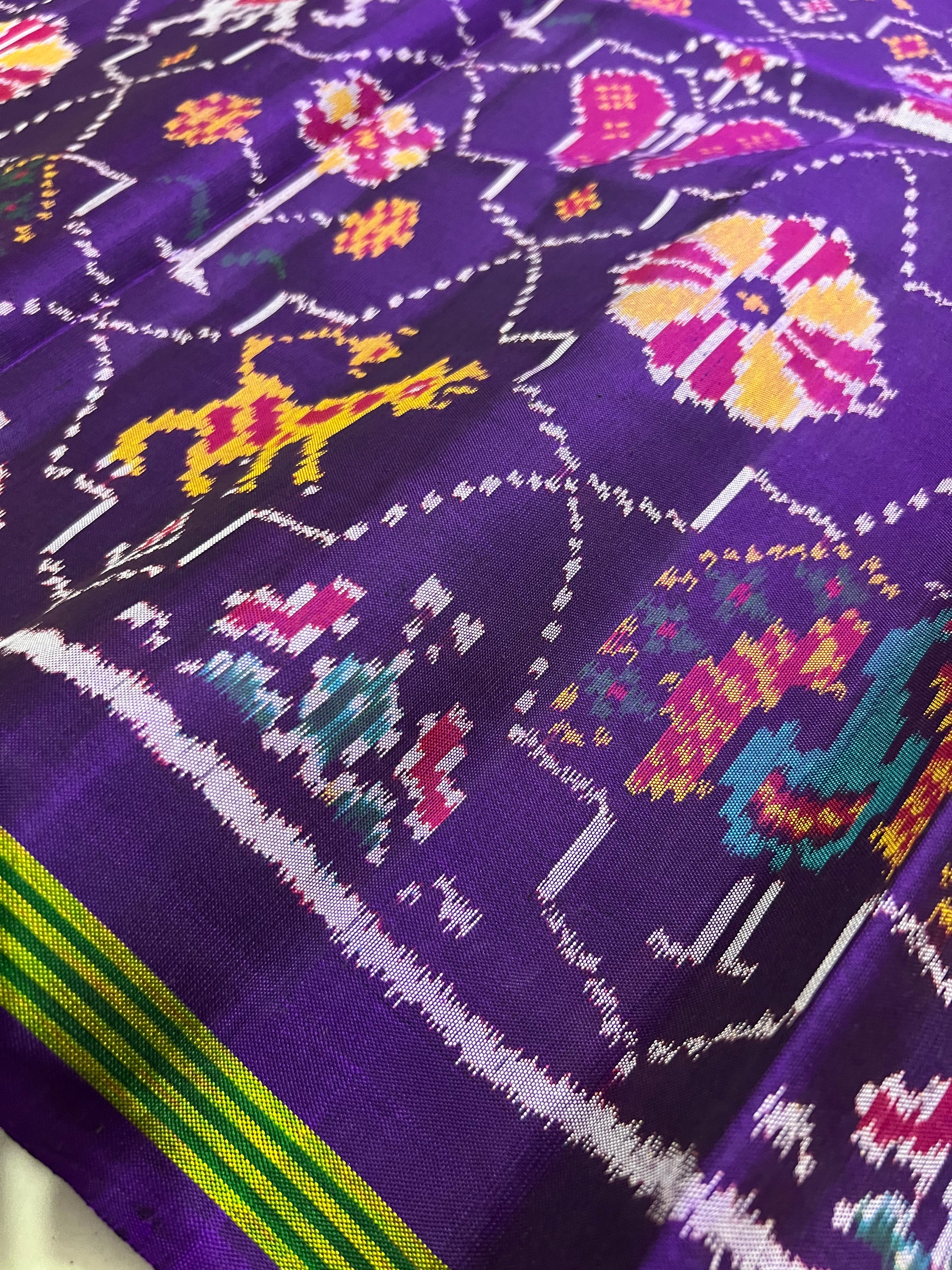 Six Motifs Design Handwoven Patola Silk Saree