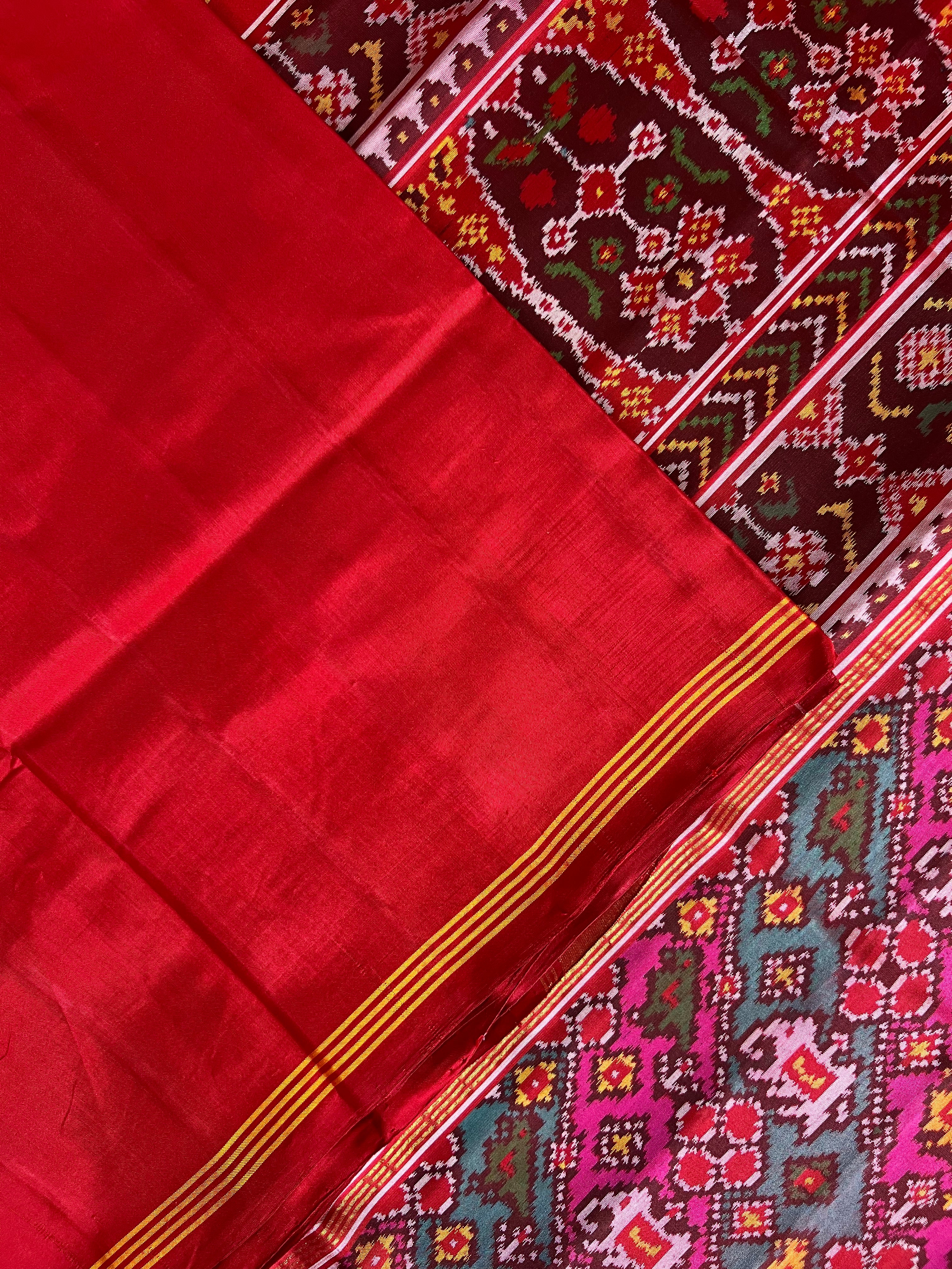 Multicolor Laheriya Design Handwoven Patola Silk Saree